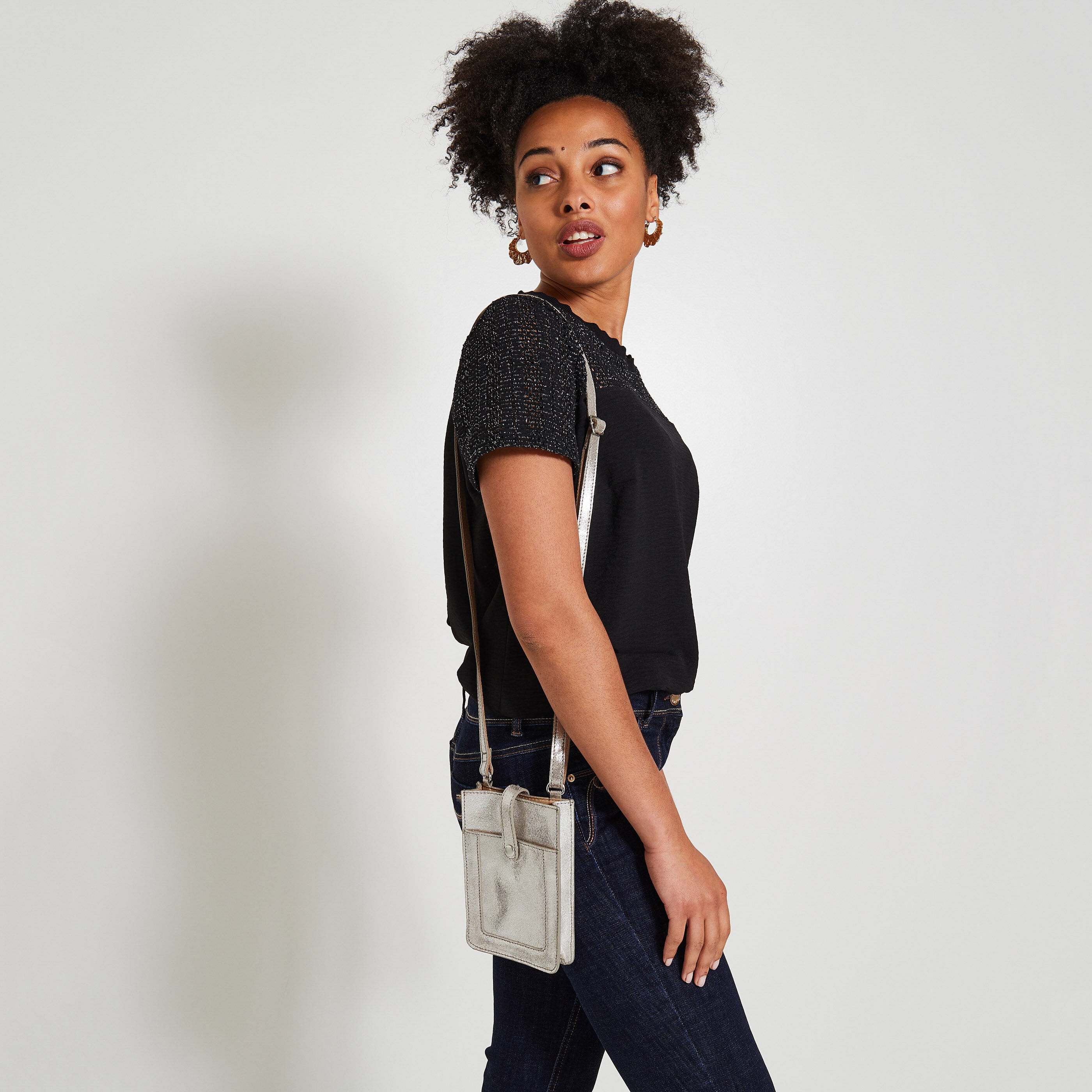 Pochette cro&ucirc;te de cuir femme