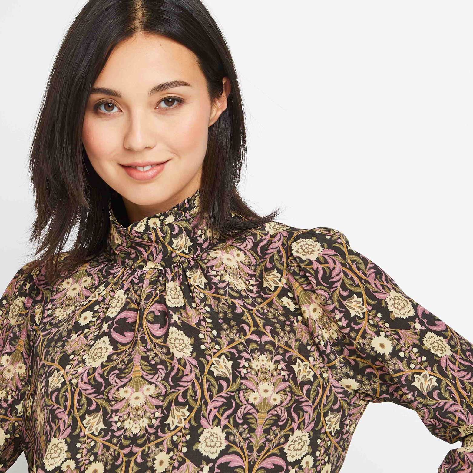 Blouse imprimée col montant femme