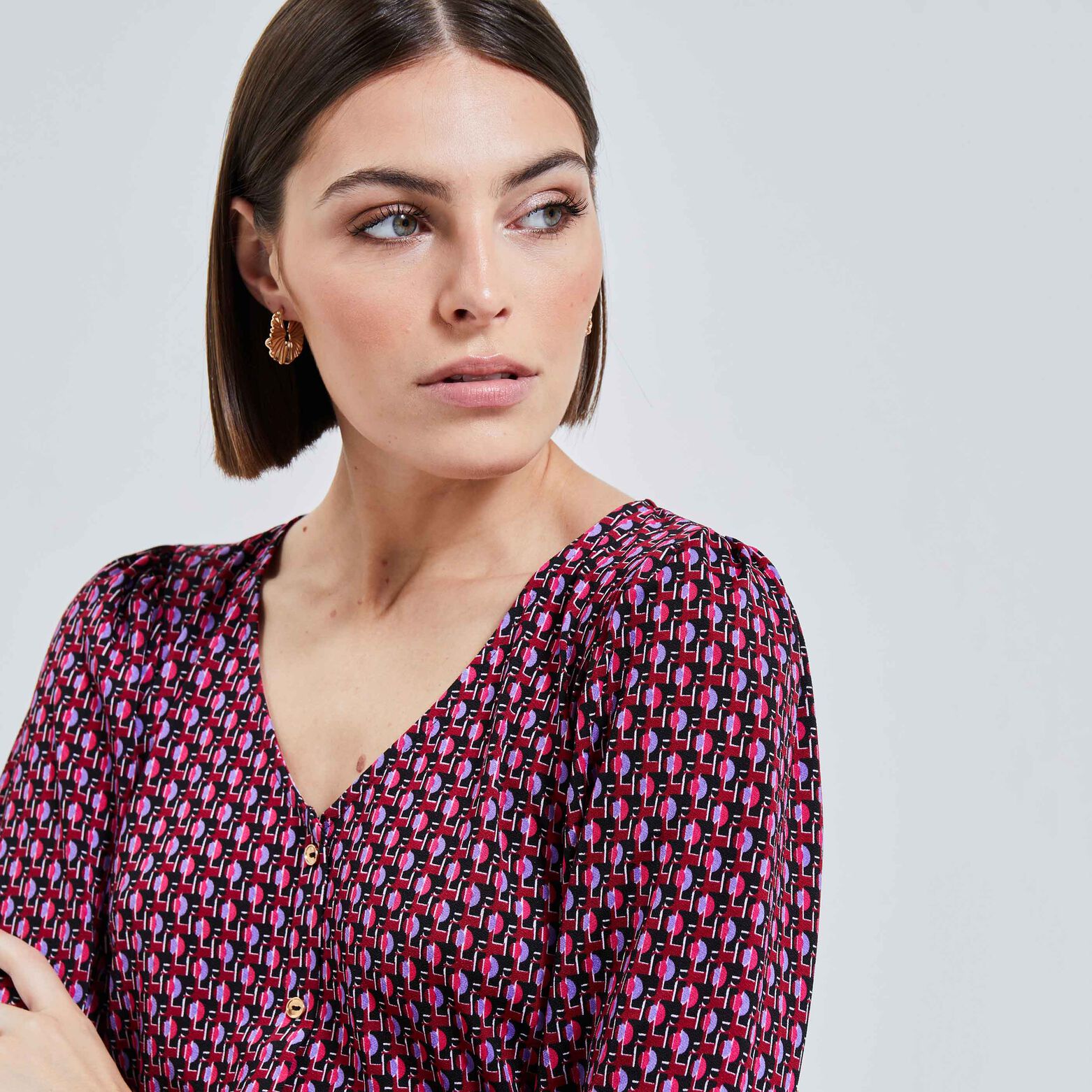 Tshirt imprimé manches bouffantes femme