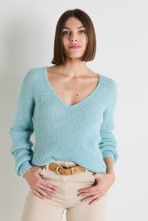 Pull col V femme