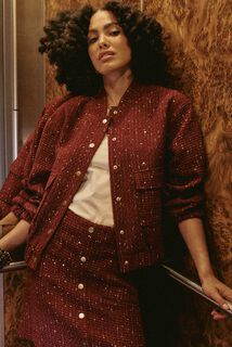 Blouson en tweed pailleté femme