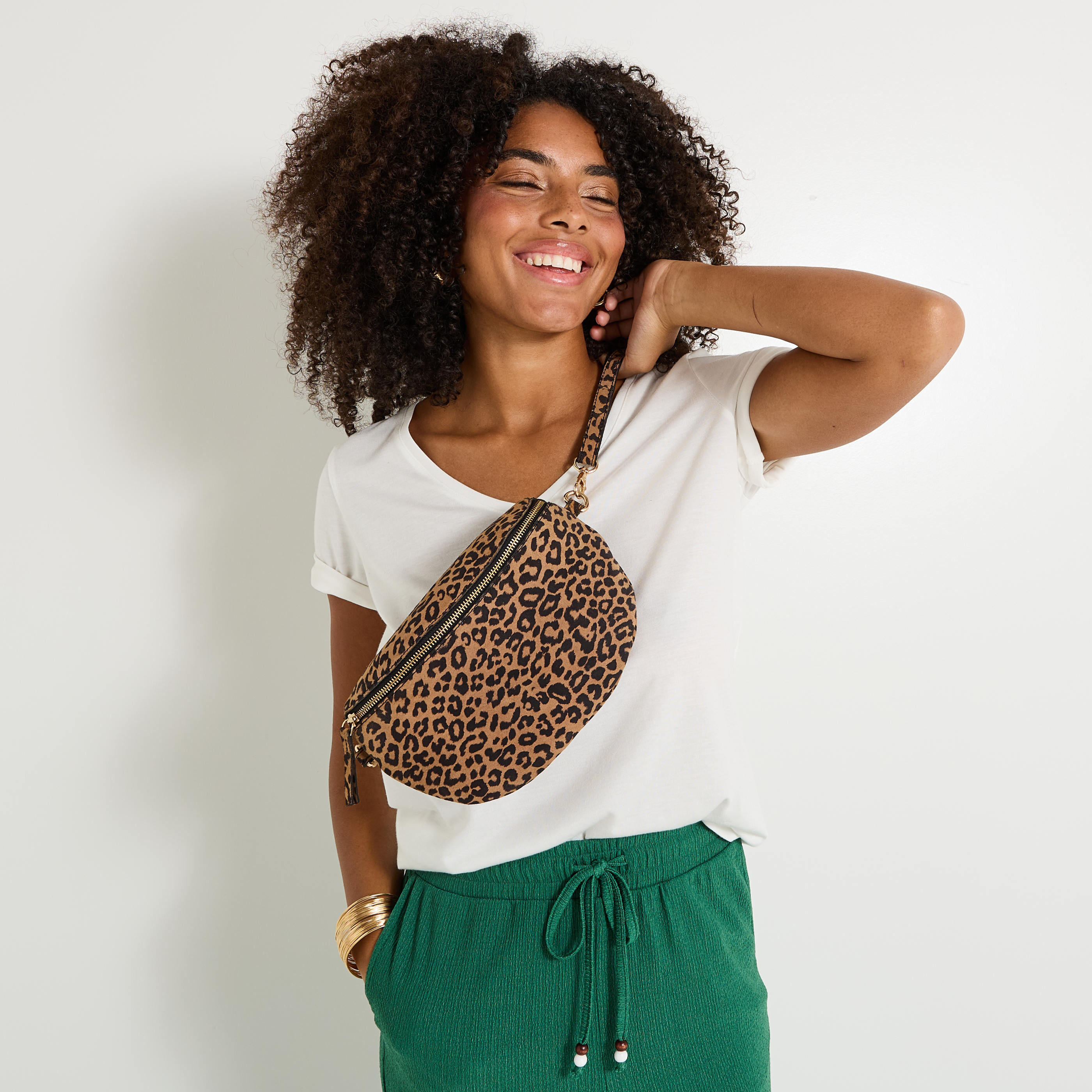 Sac banane en cro&ucirc;te de cuir femme