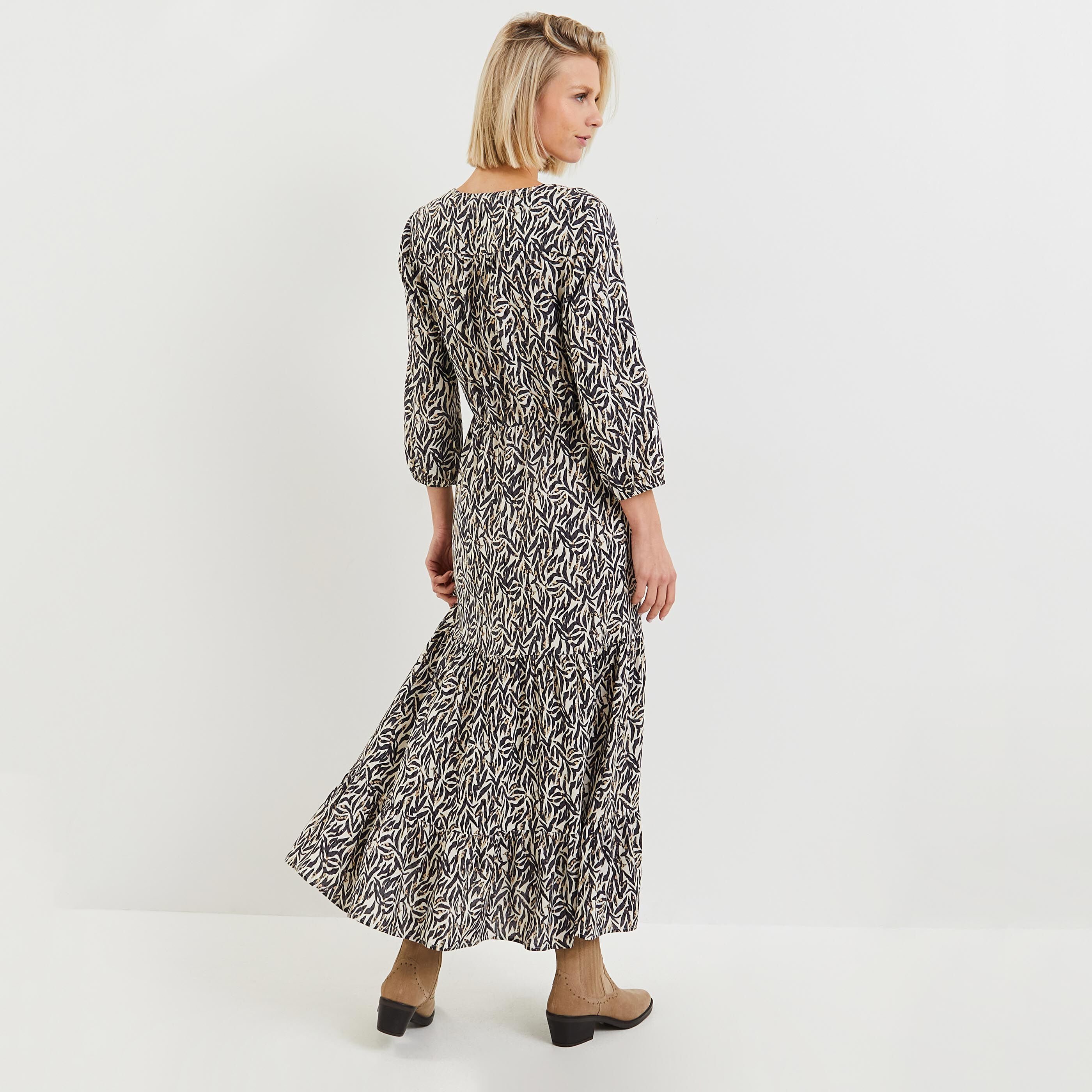 Robe longue imprim&eacute;e femme