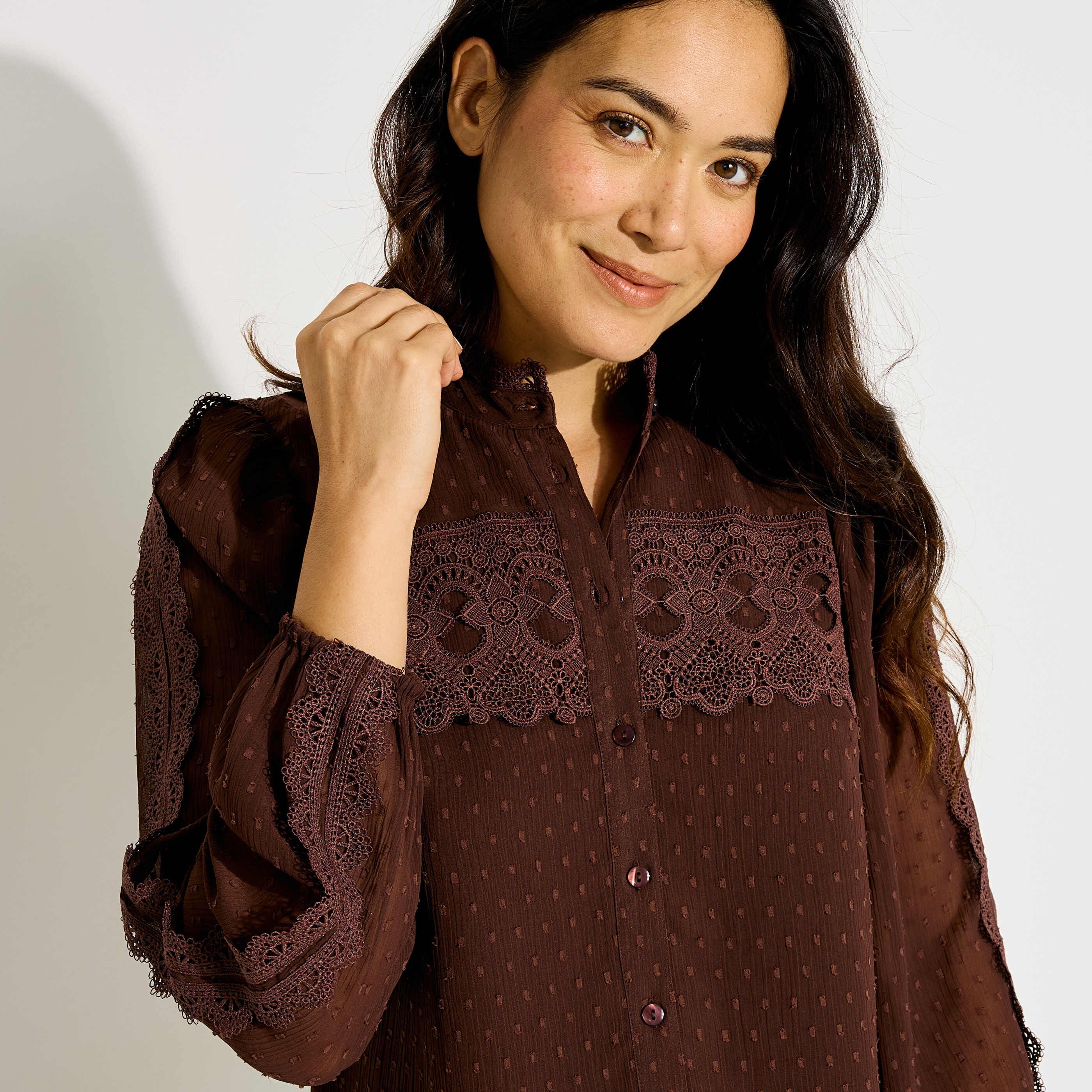 Chemise motifs plumetis femme