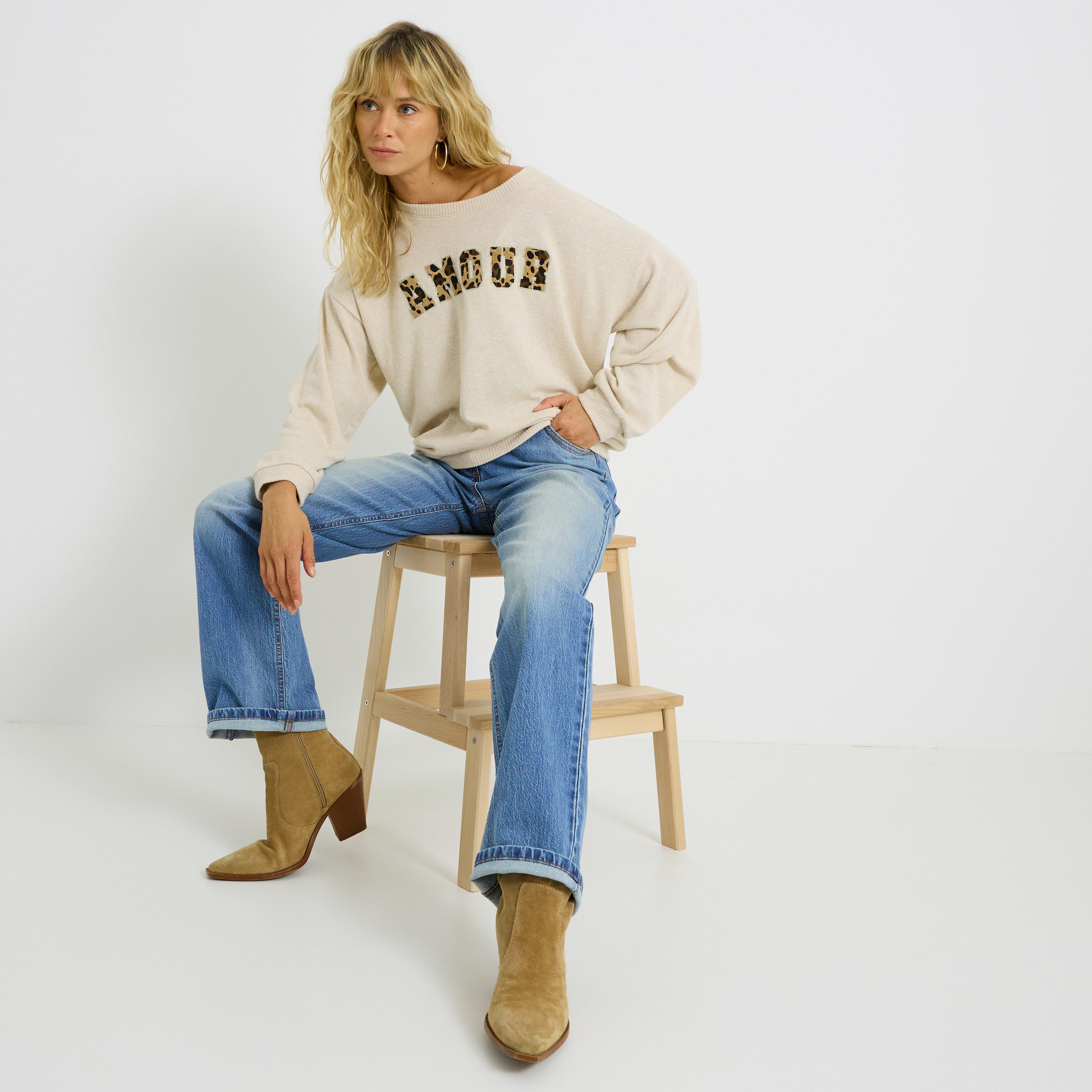 T-shirt message imprim&eacute; l&eacute;opard femme