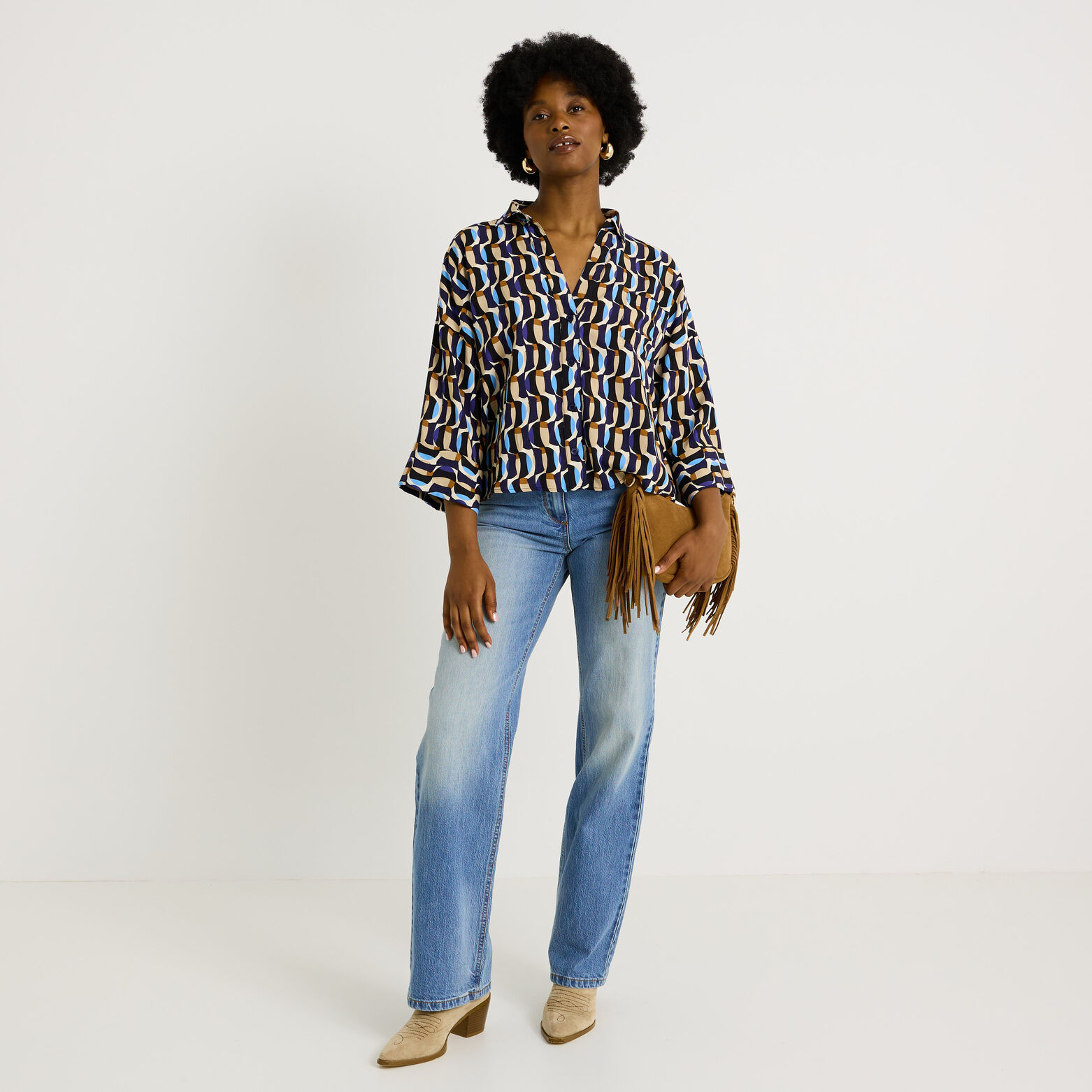 Chemise impirmée manches 3/4 femme