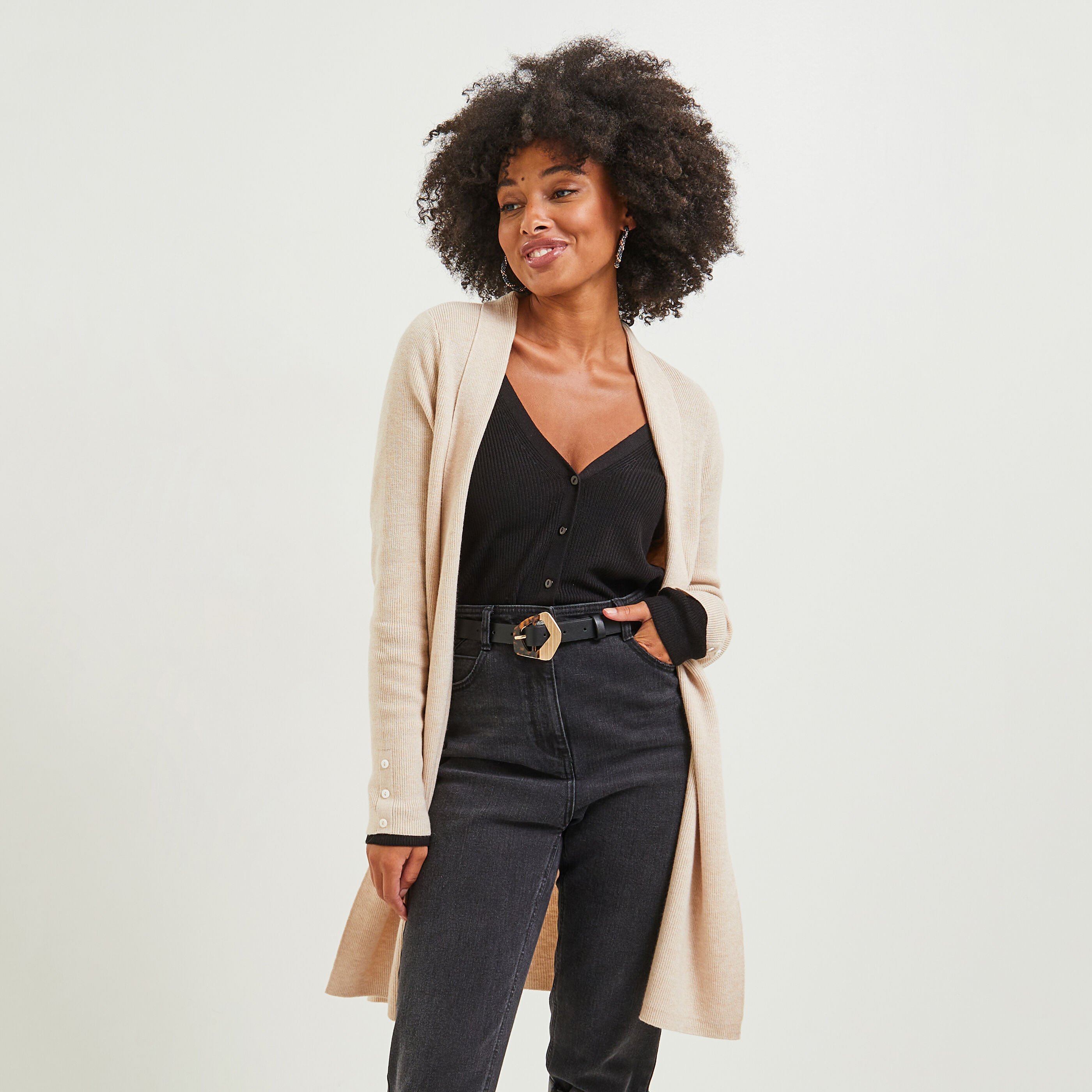Gilet fin top long femme