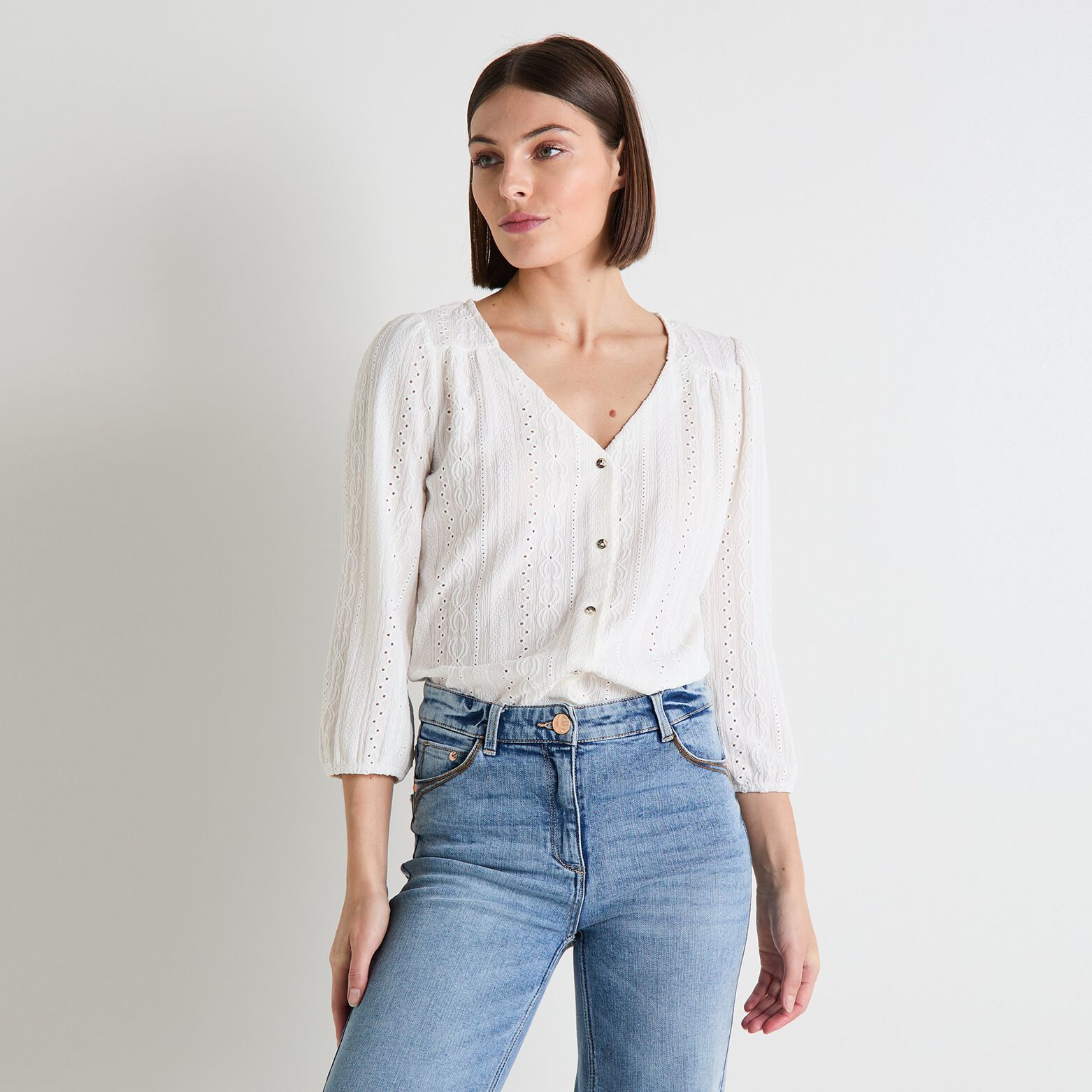 T-shirt col V femme