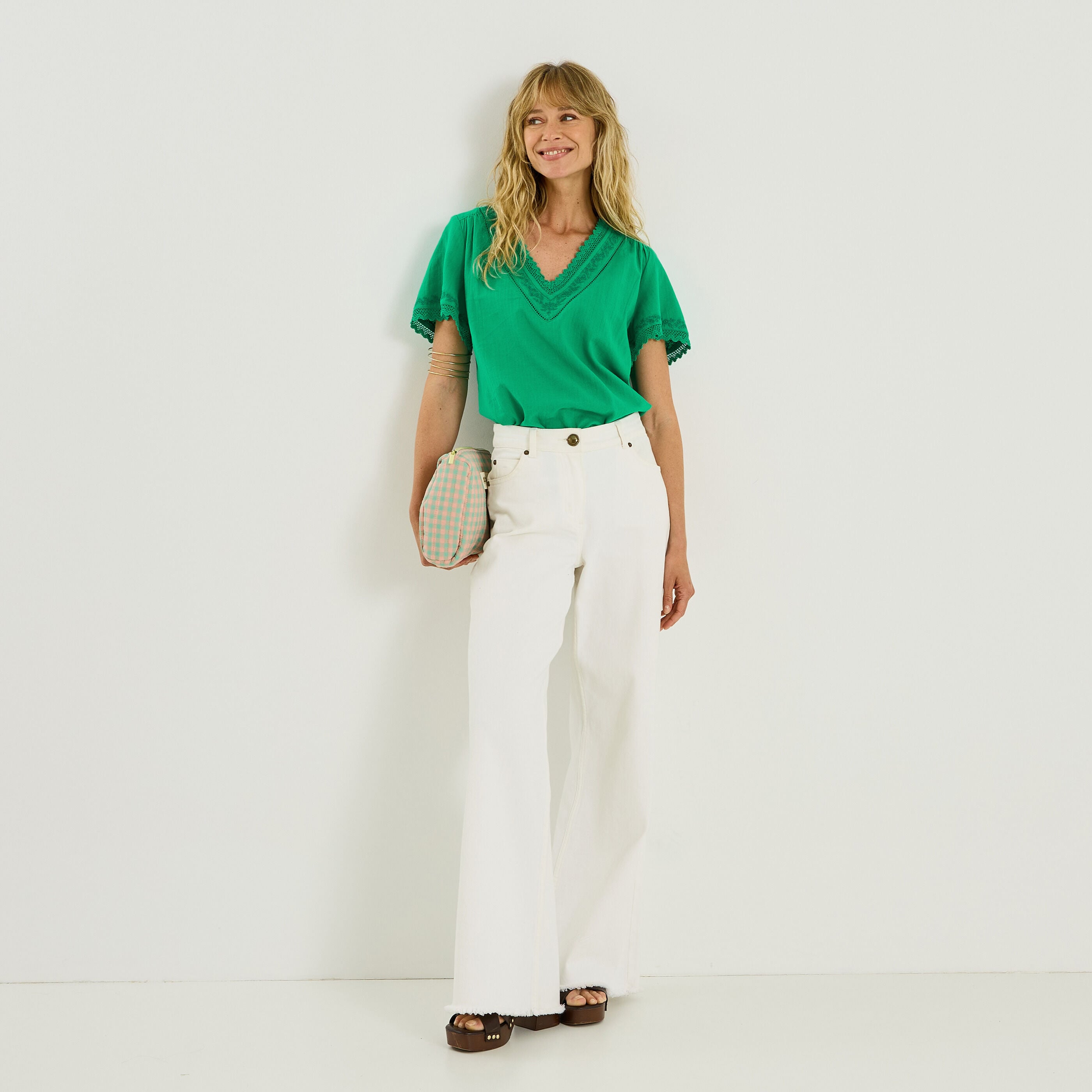 Blouse col V femme