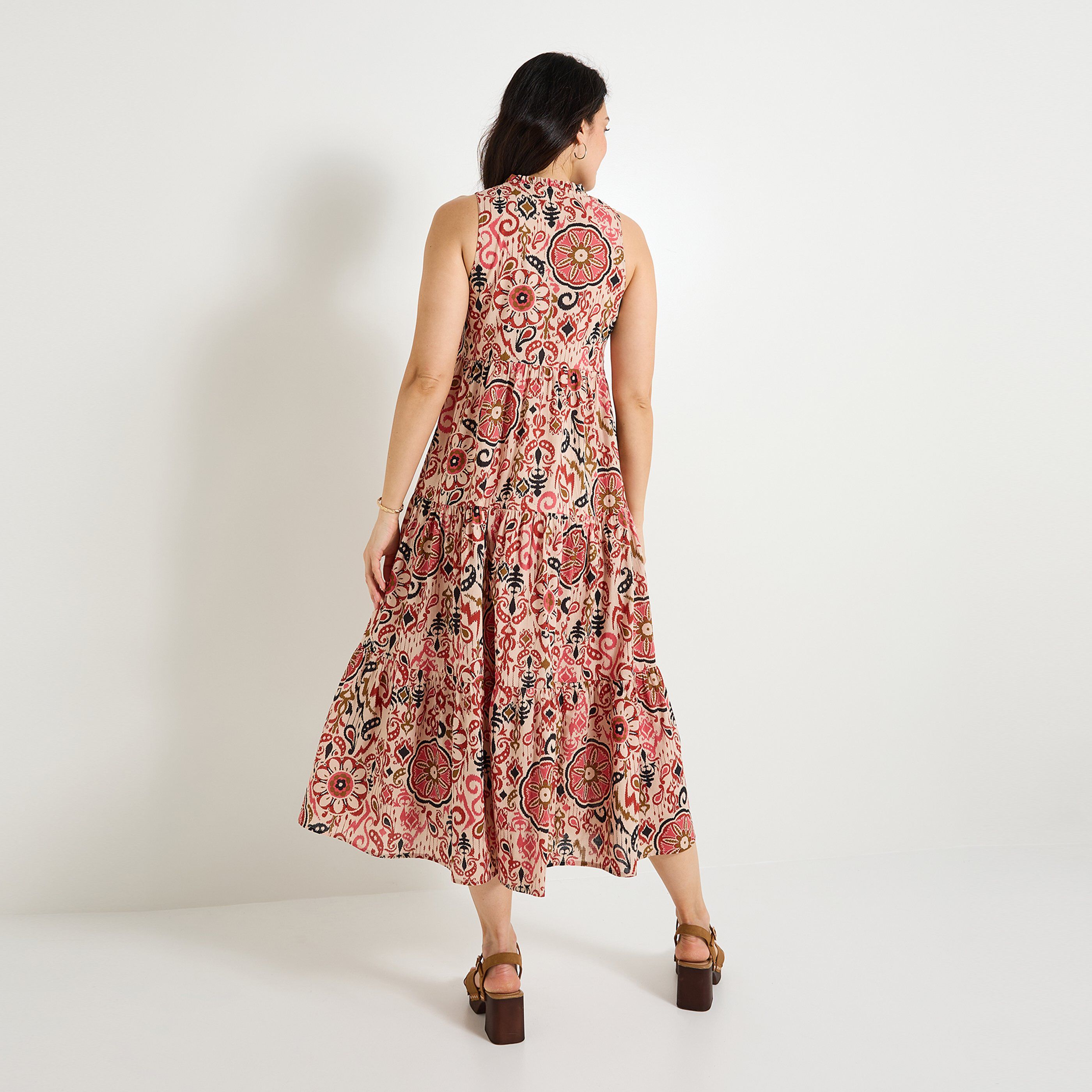 Robe longue boh&egrave;me imprim&eacute;e