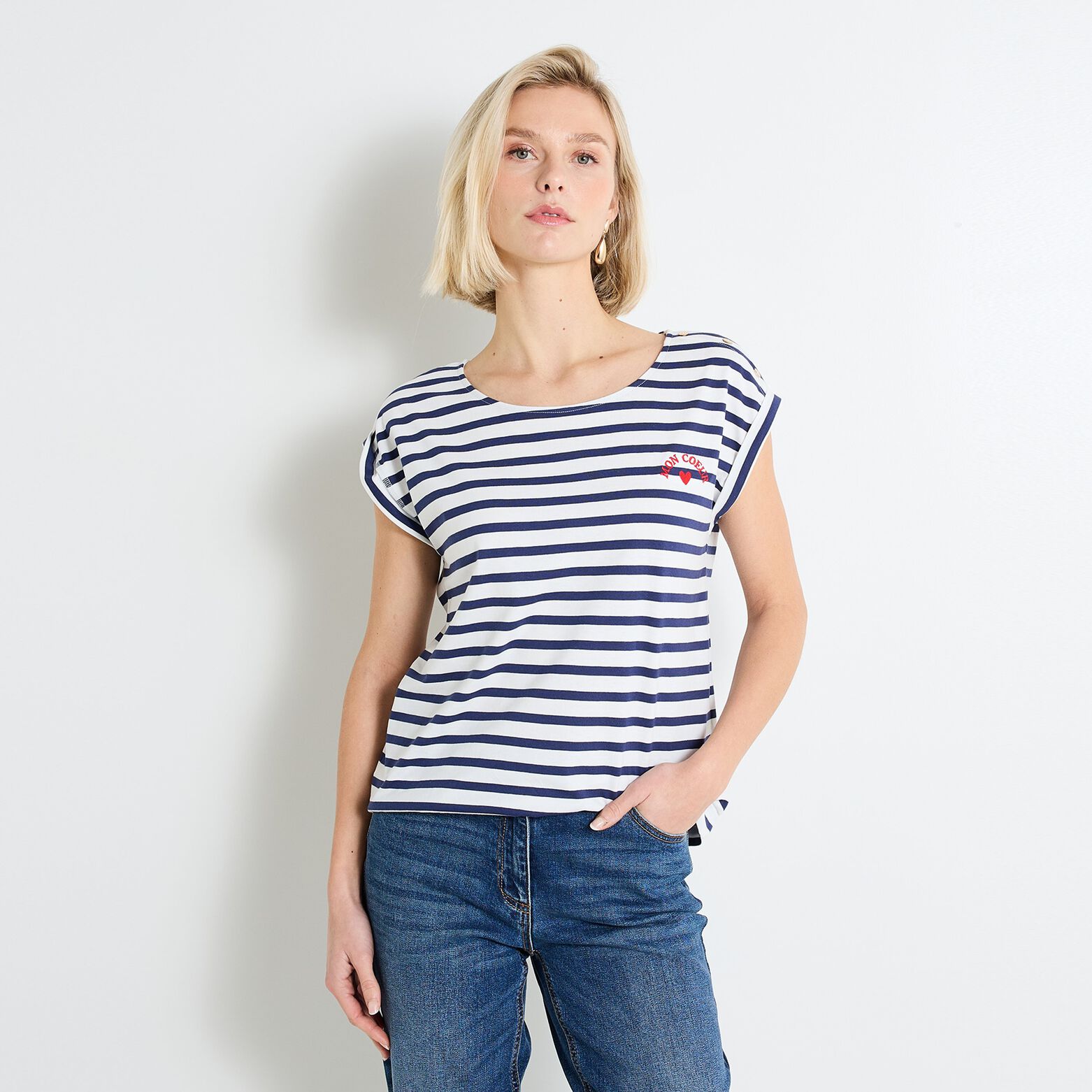 T-shirt col bateau femme