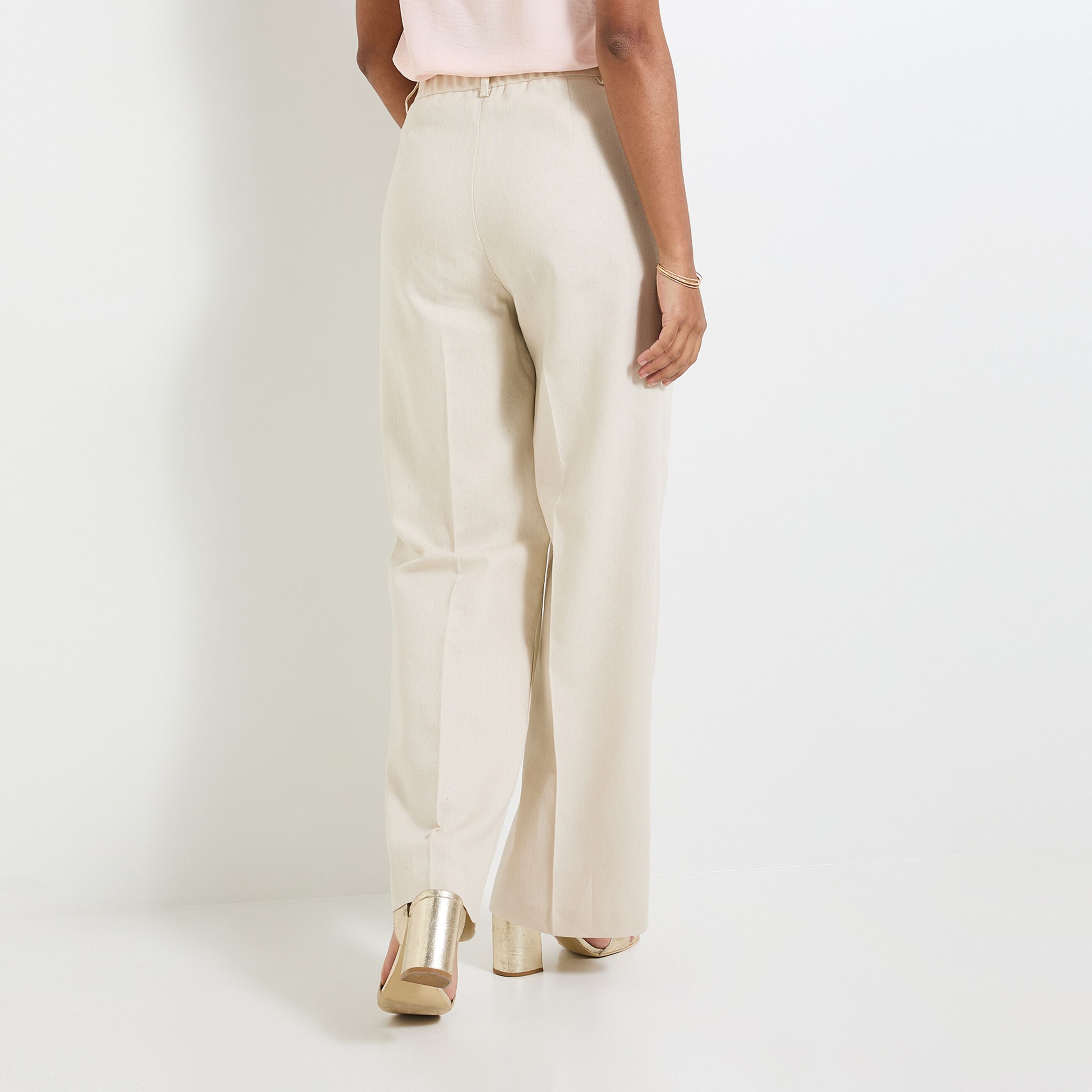 Pantalon large &agrave; plis femme