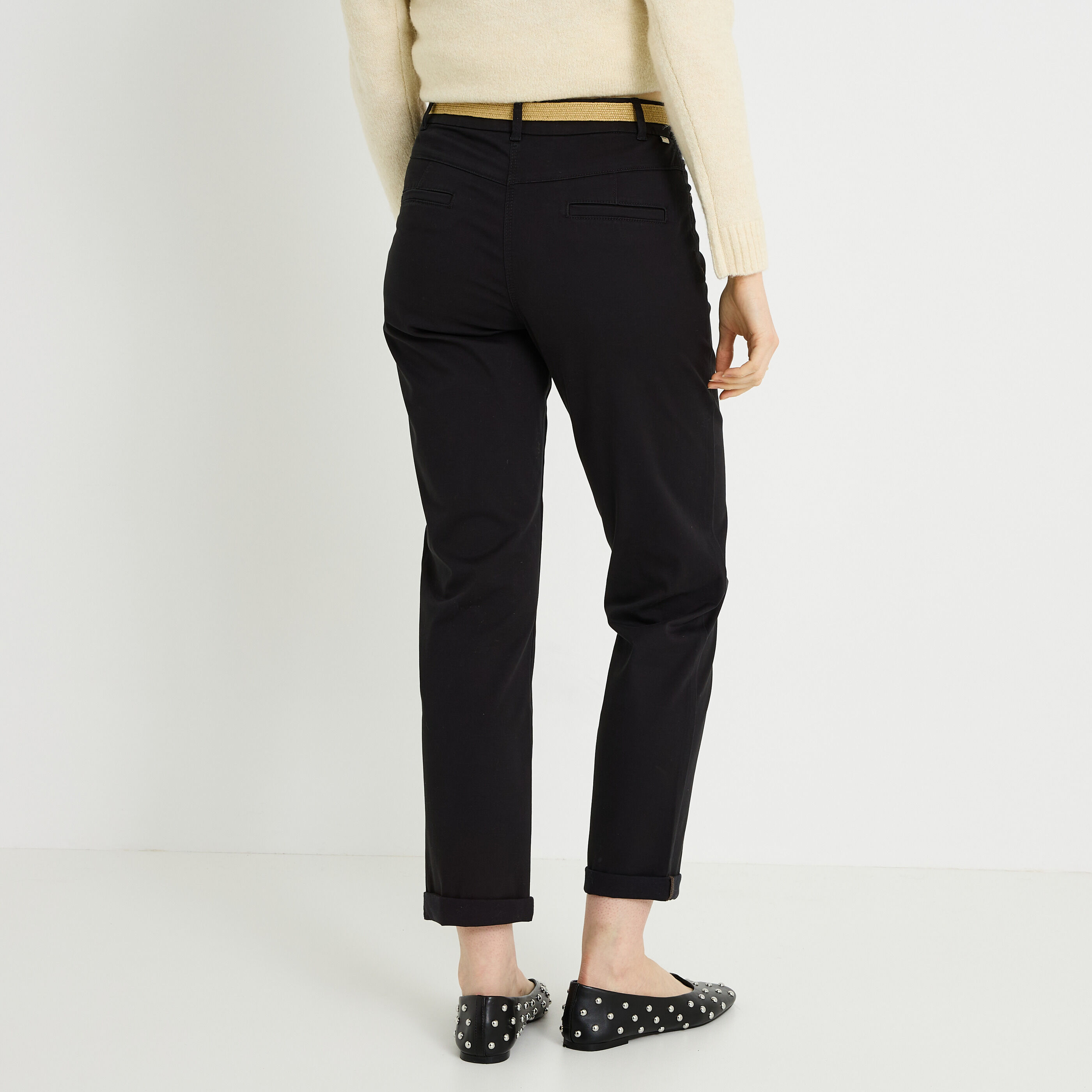 Pantalon chino uni femme