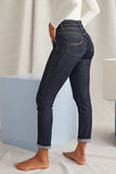 Jean raccourci taille haute femme