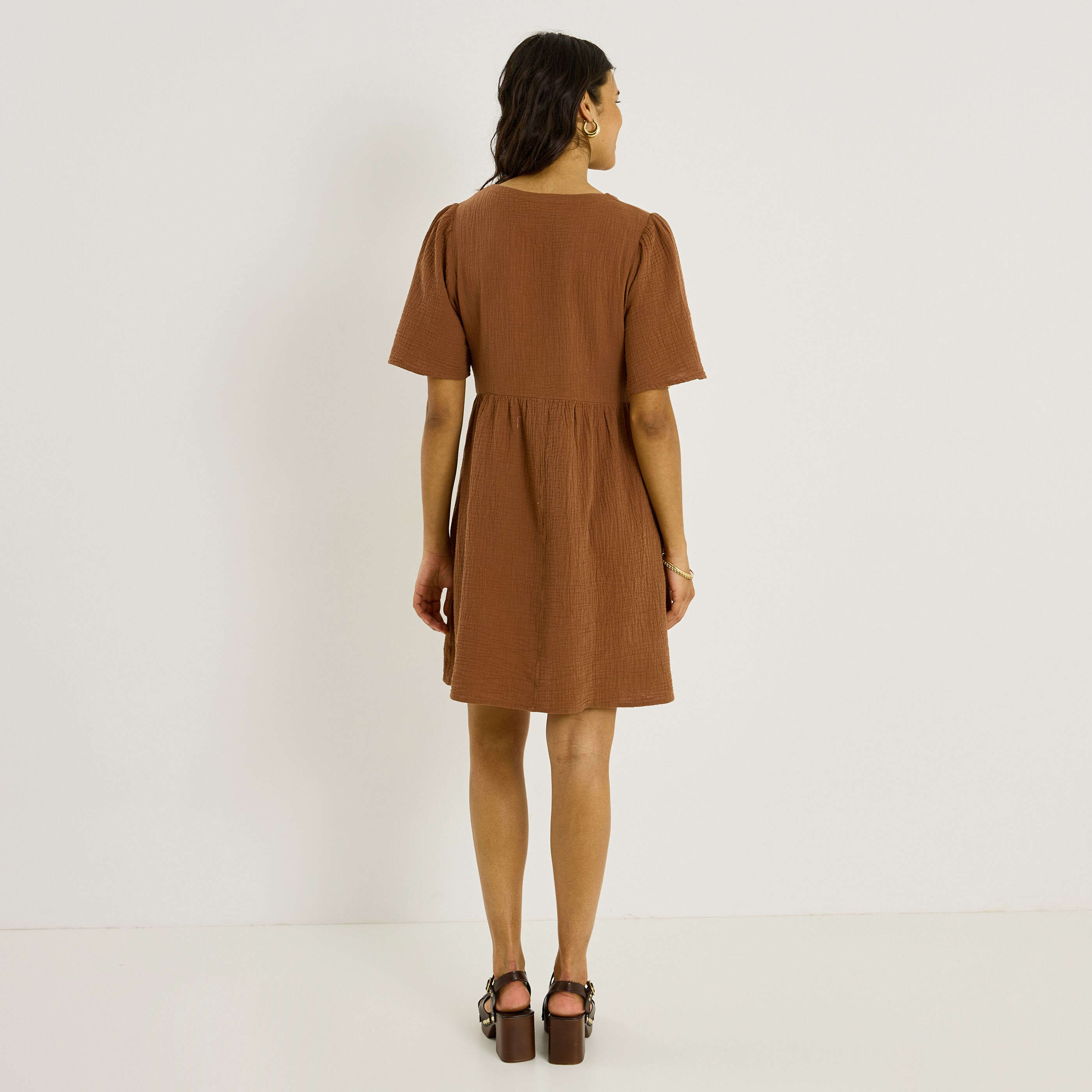 Robe courte en gaze de coton