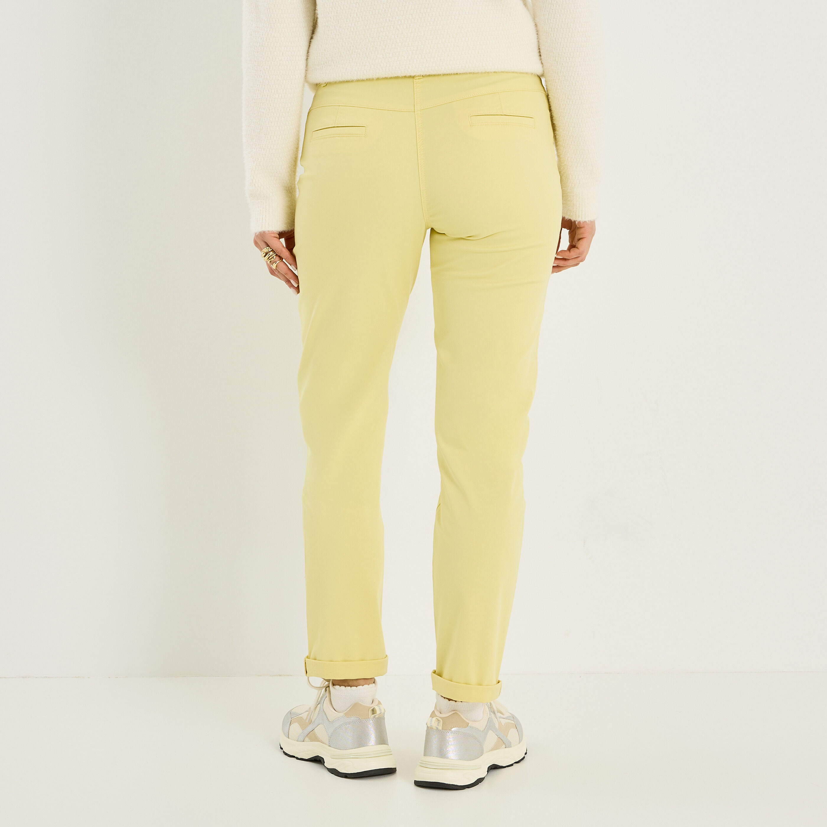 Pantalon chino uni femme