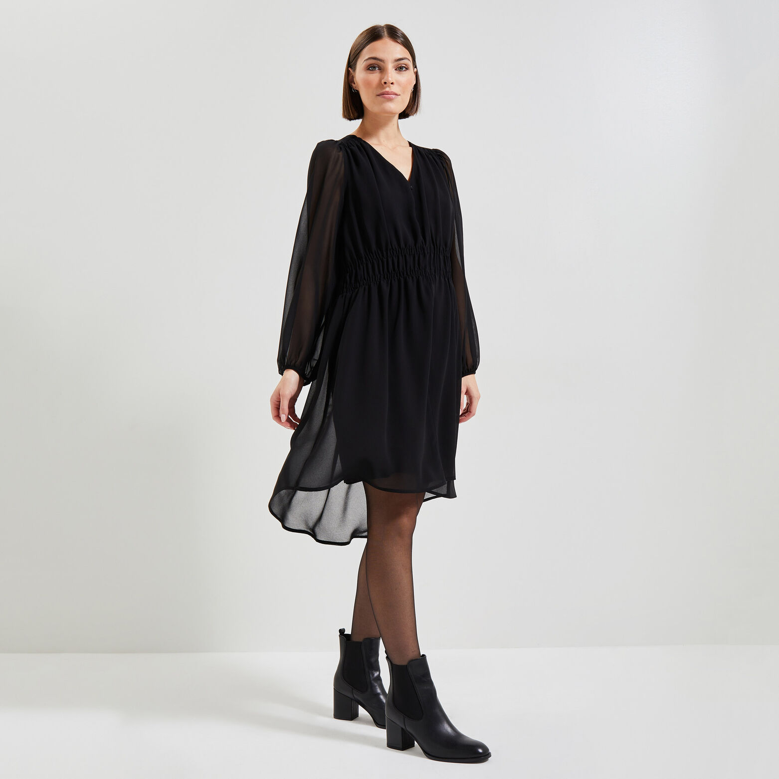 Robe voile manches longues femme