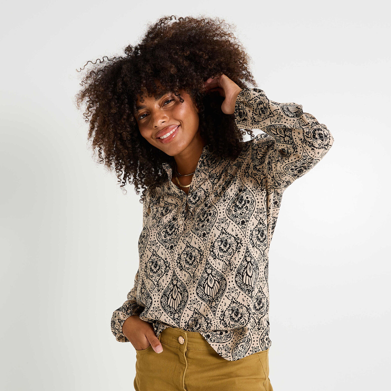 Blouse imprimée à col chemise femme