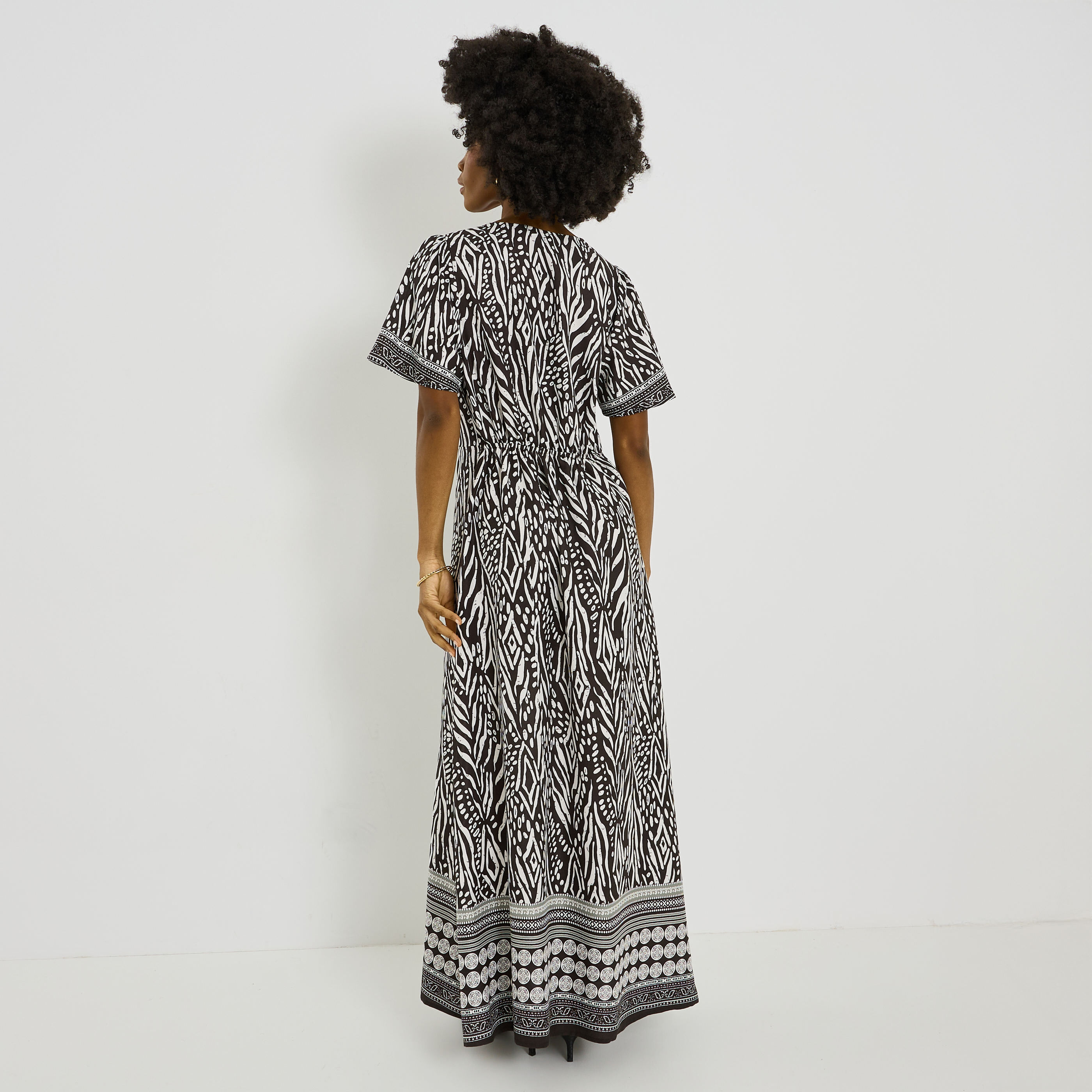 Robe longue imprim&eacute; ethnique