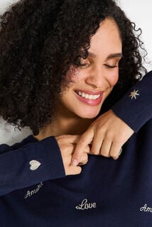 Pull col V manches longues femme