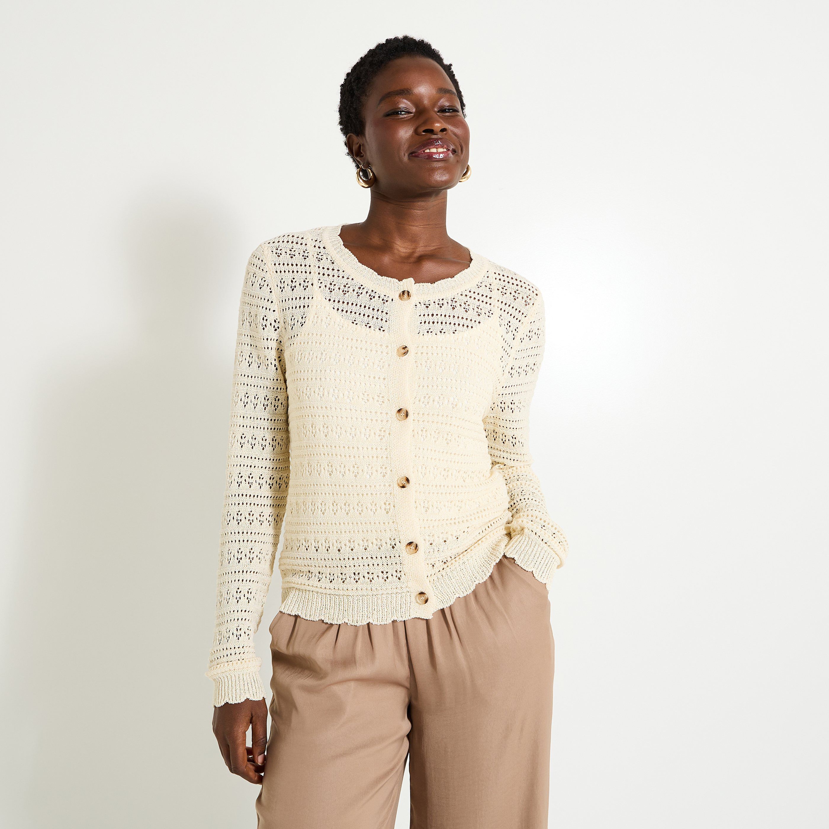 Gilet col rond femme