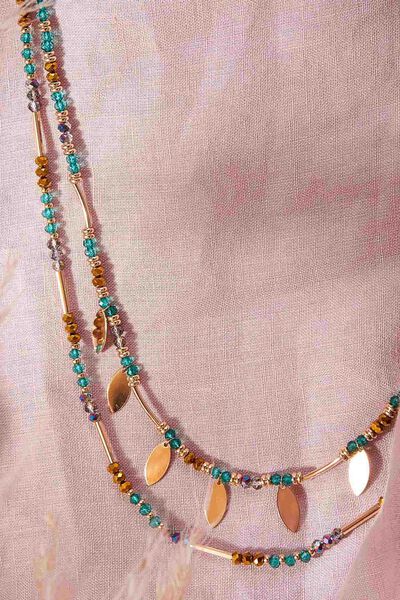 Collier 2 rangs pierres facettées