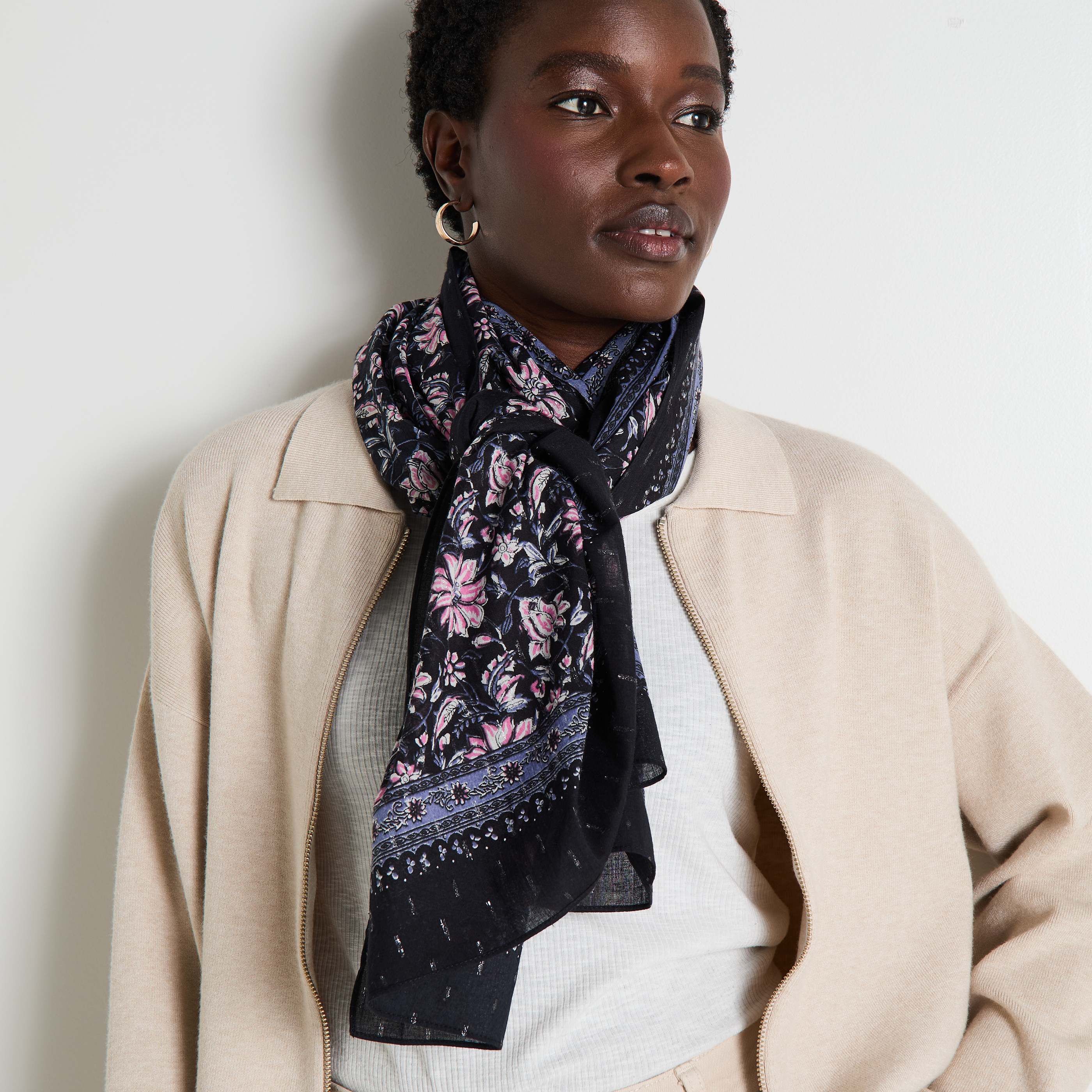 &Eacute;tole imprim&eacute; fleurs femme