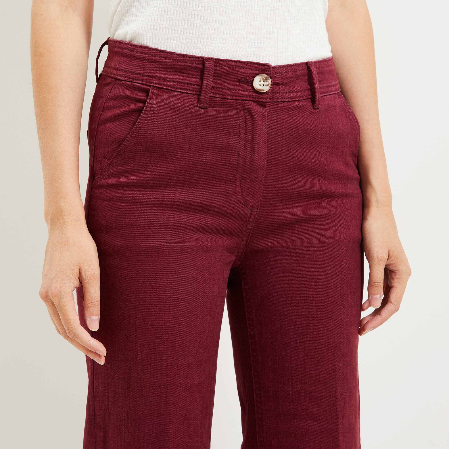 Pantalon flare raccourci femme