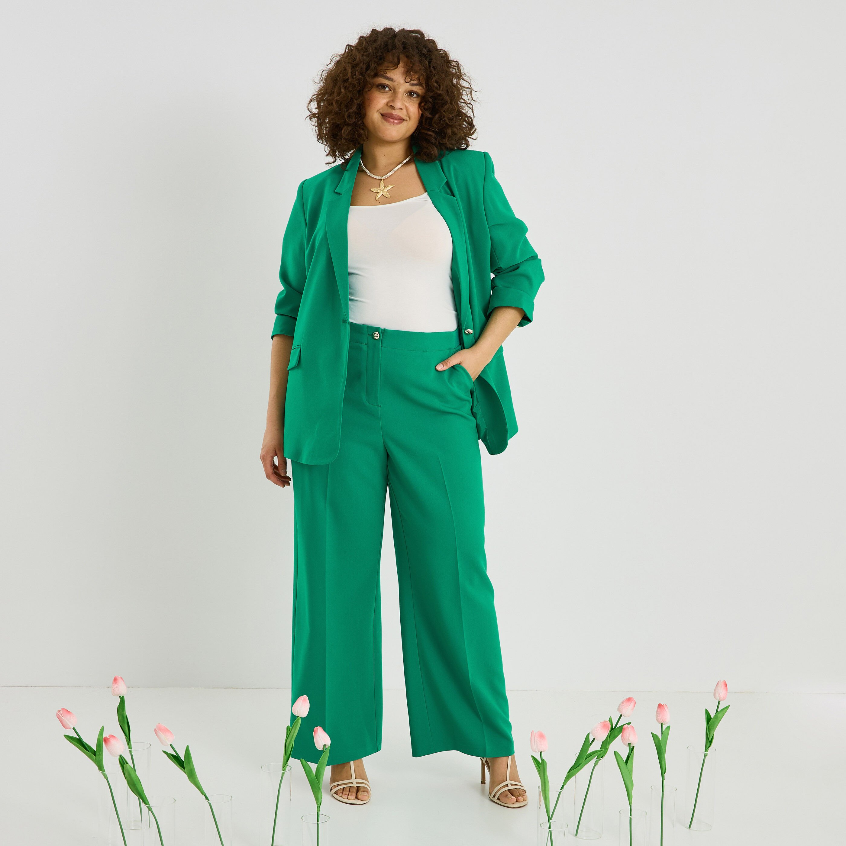 Pantalon large taille &eacute;lastiqu&eacute;e femme