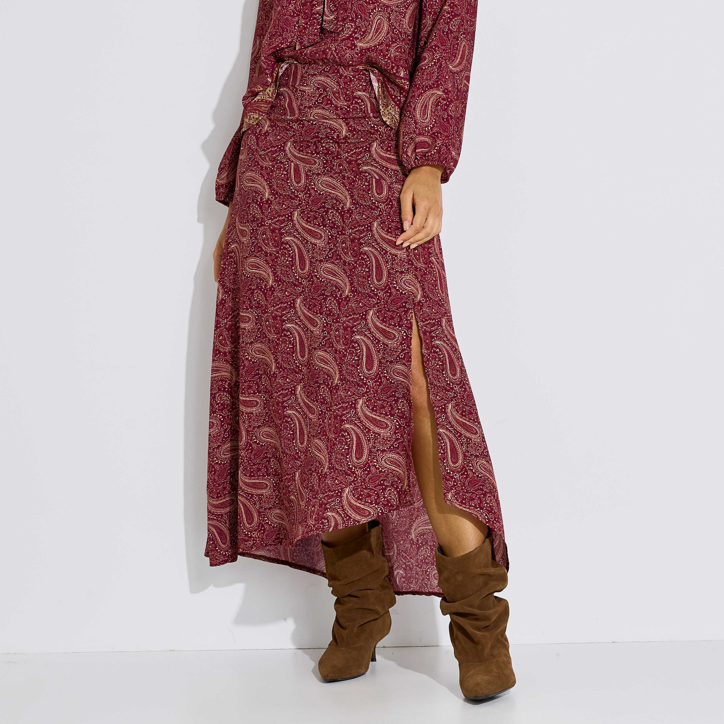 Jupe longue motif cachemire femme