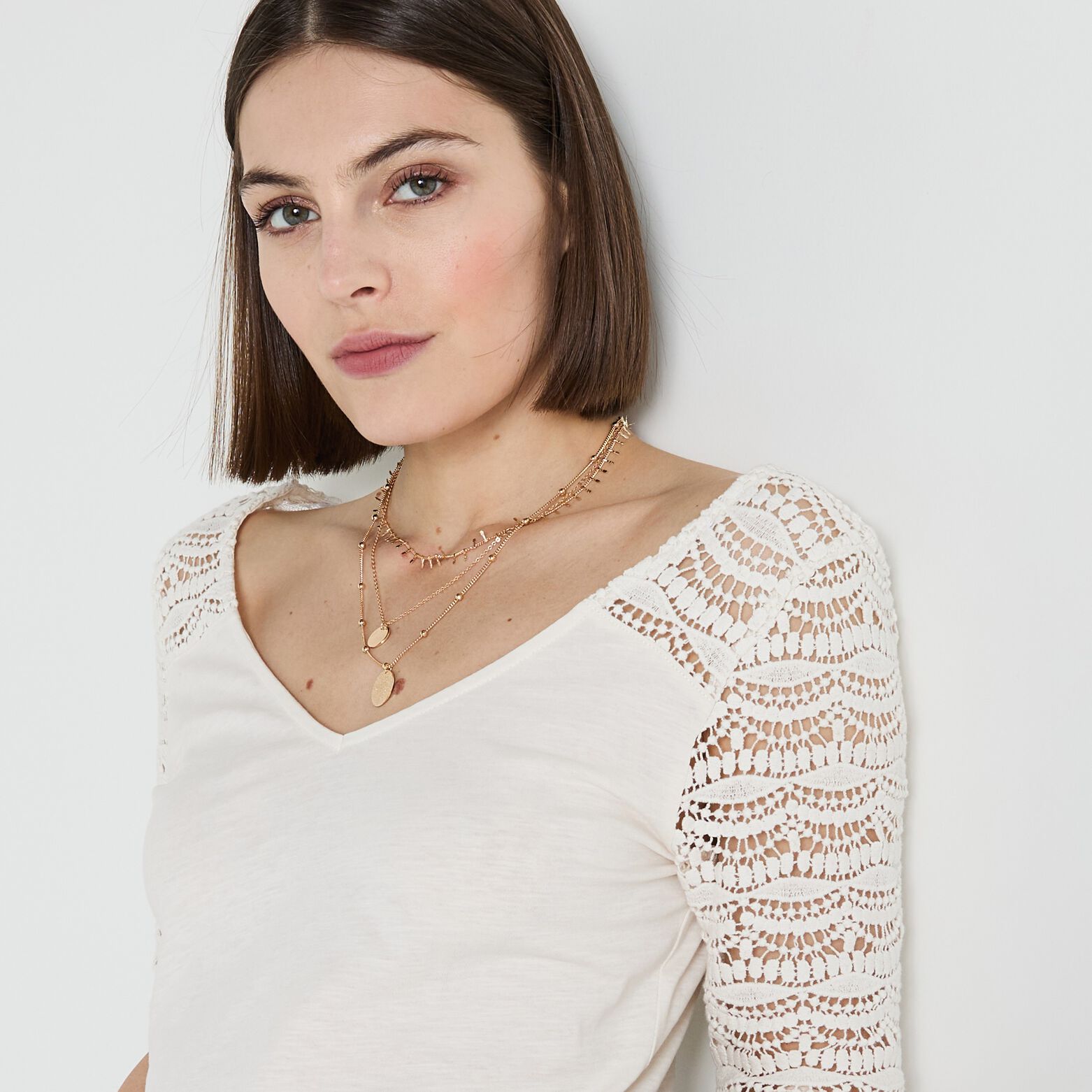 T-shirt col V femme