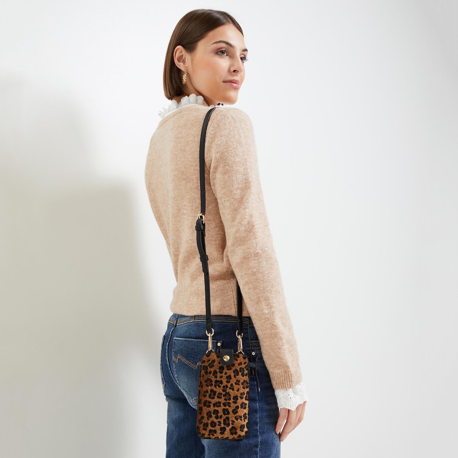 Pochette téléphone léopard