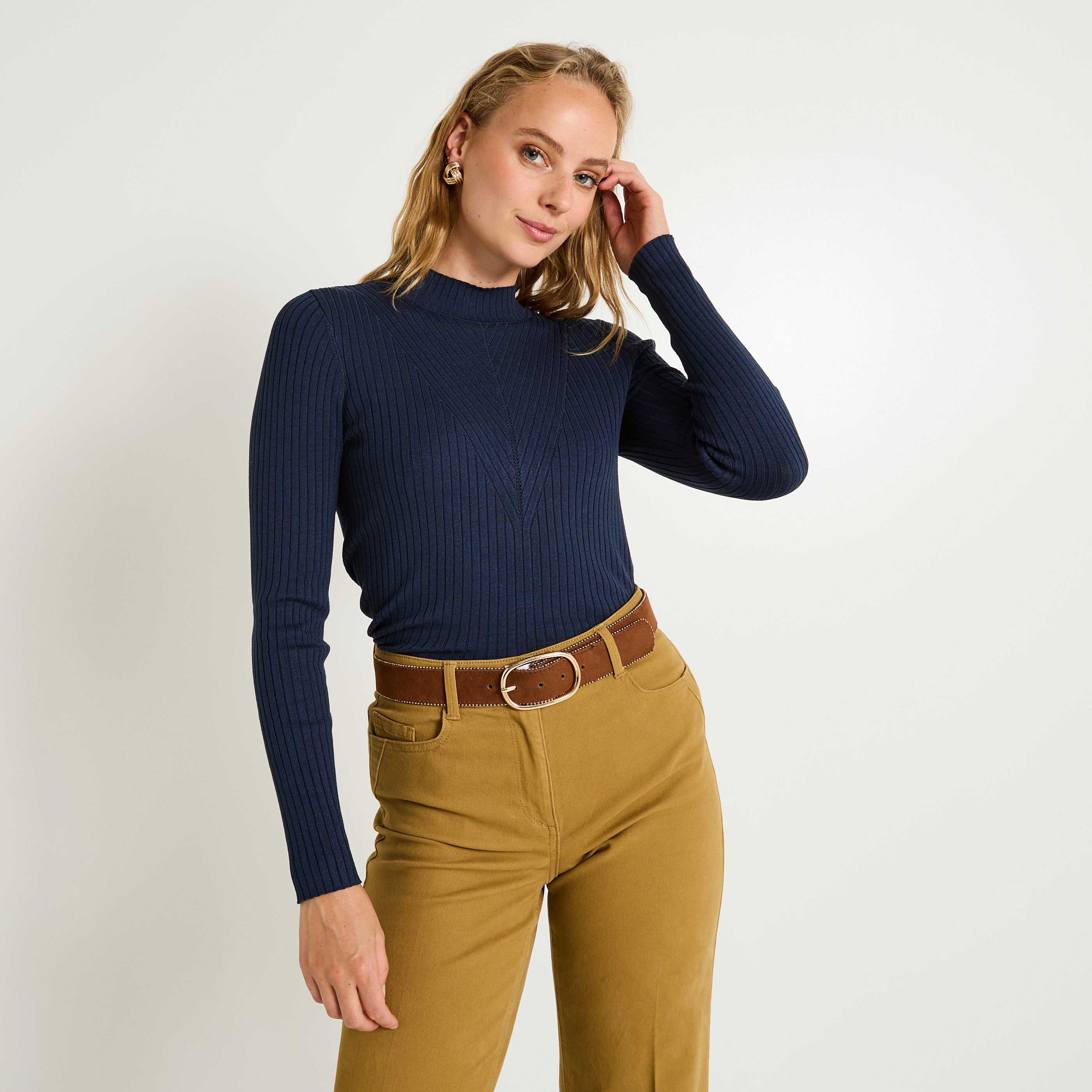 Pull col montant femme