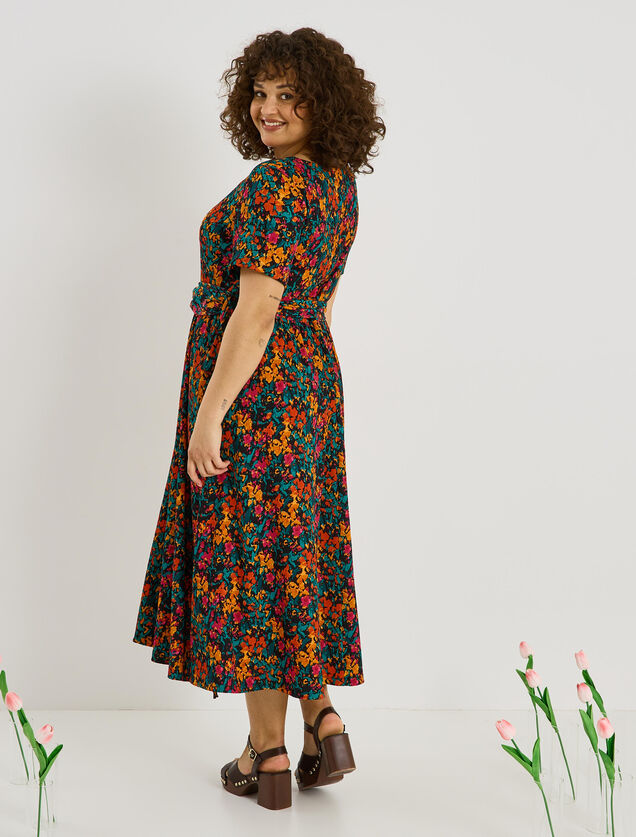 Robe longue en maille imprim&eacute;e