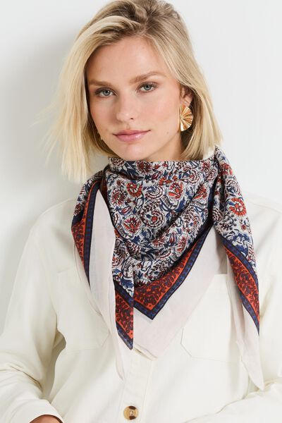 Foulard carré fleuri femme