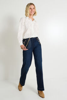 Chemise broderies florales femme
