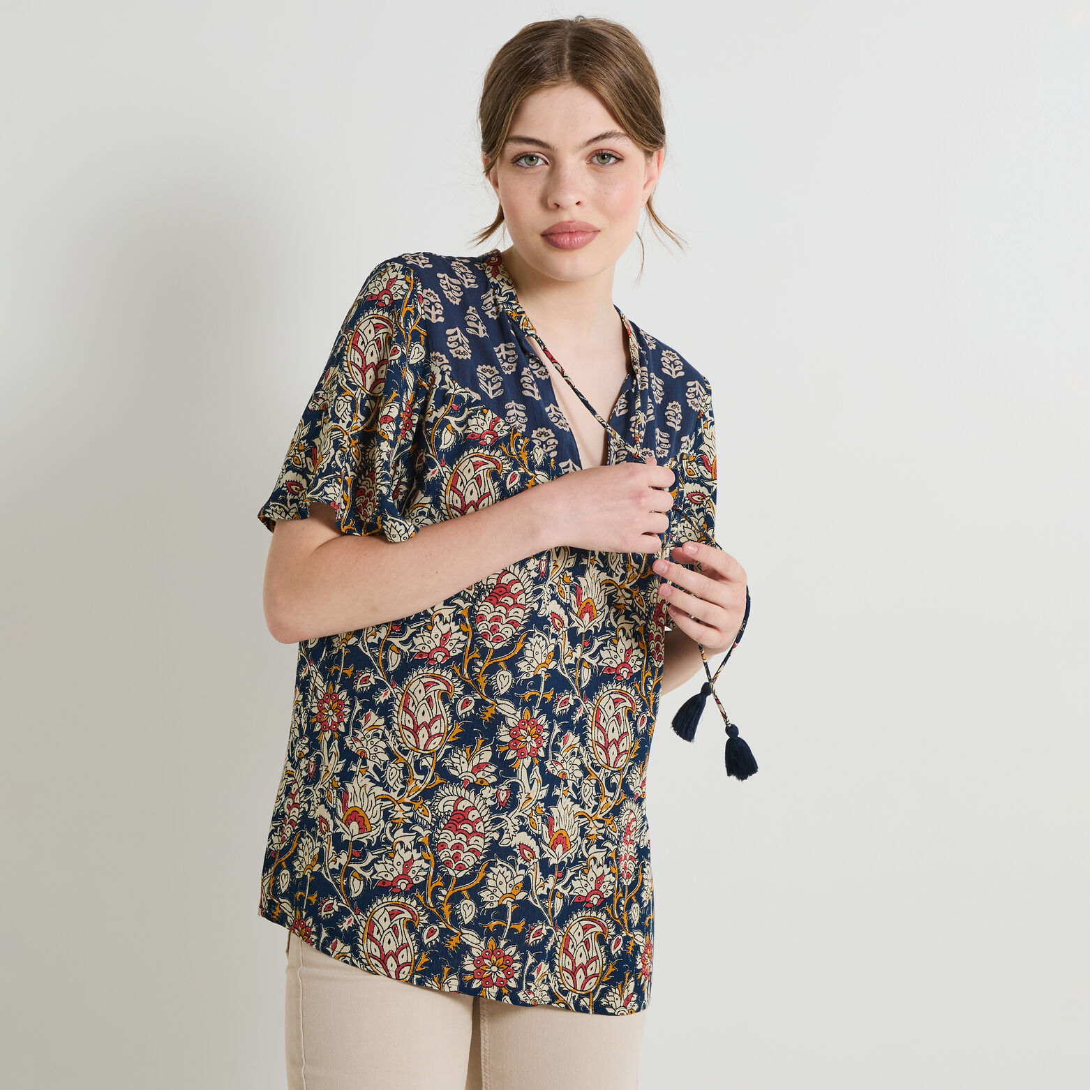 Blouse col V femme