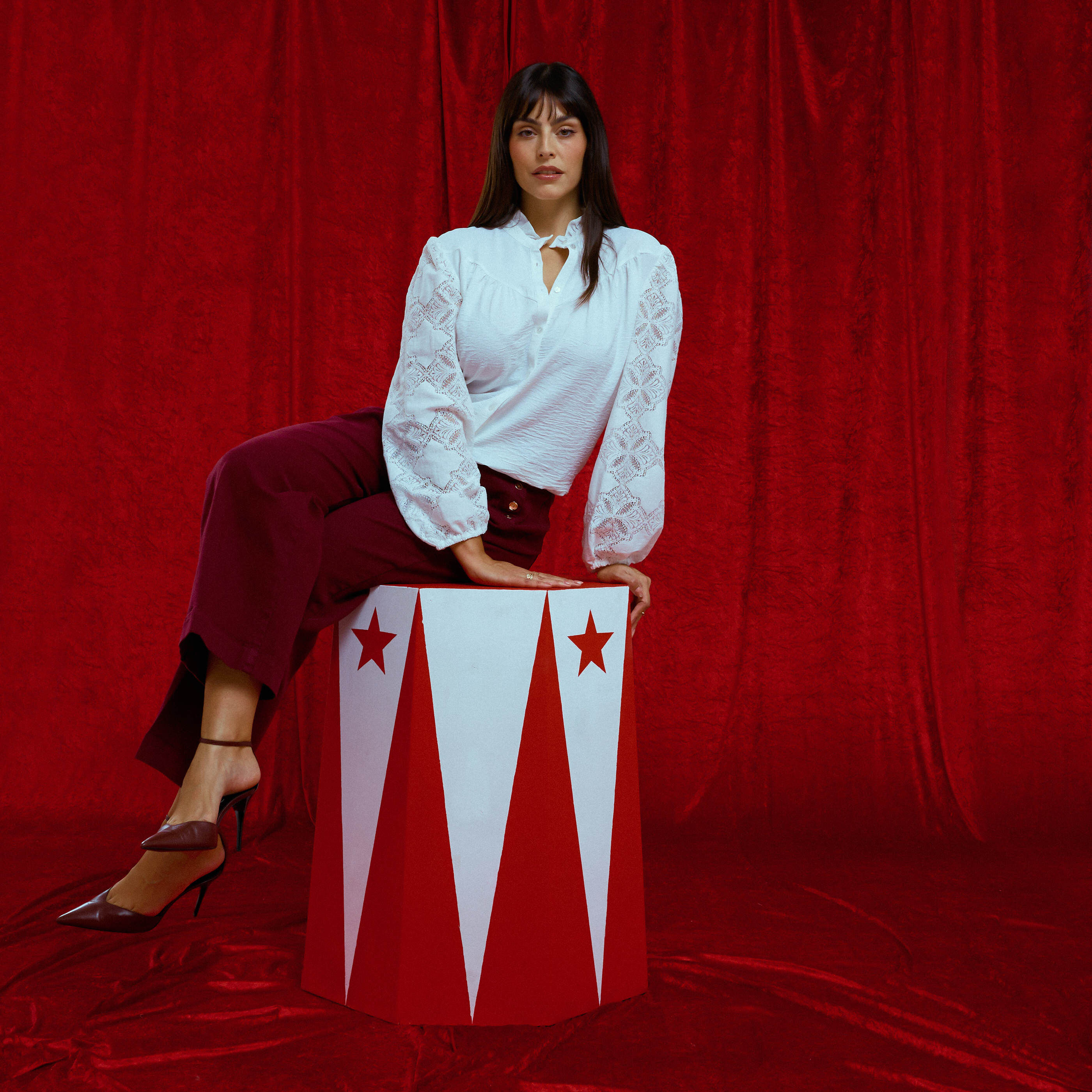 Chemise manches ajour&eacute;es femme