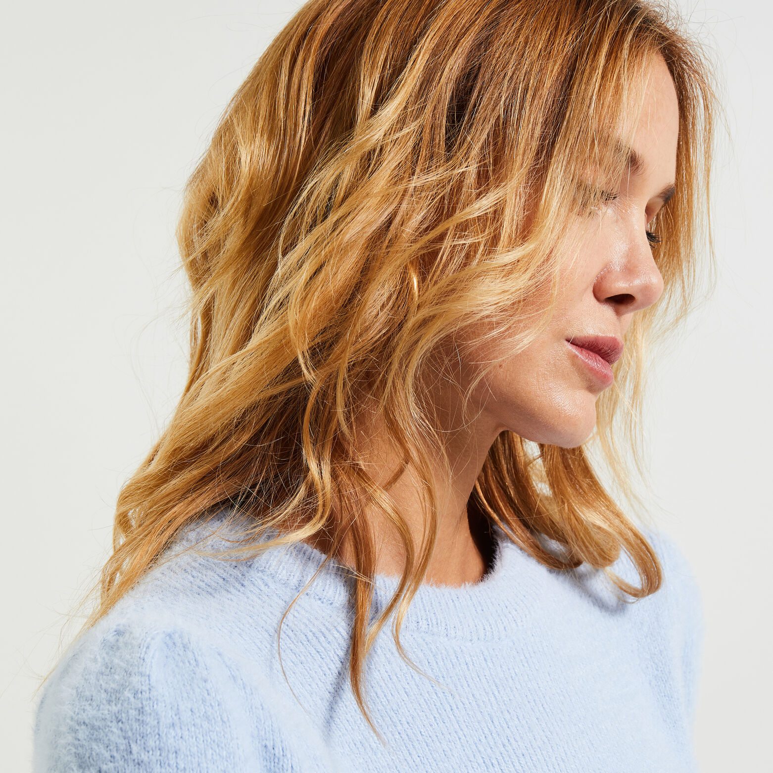 Pull fluffy manches 3/4 femme