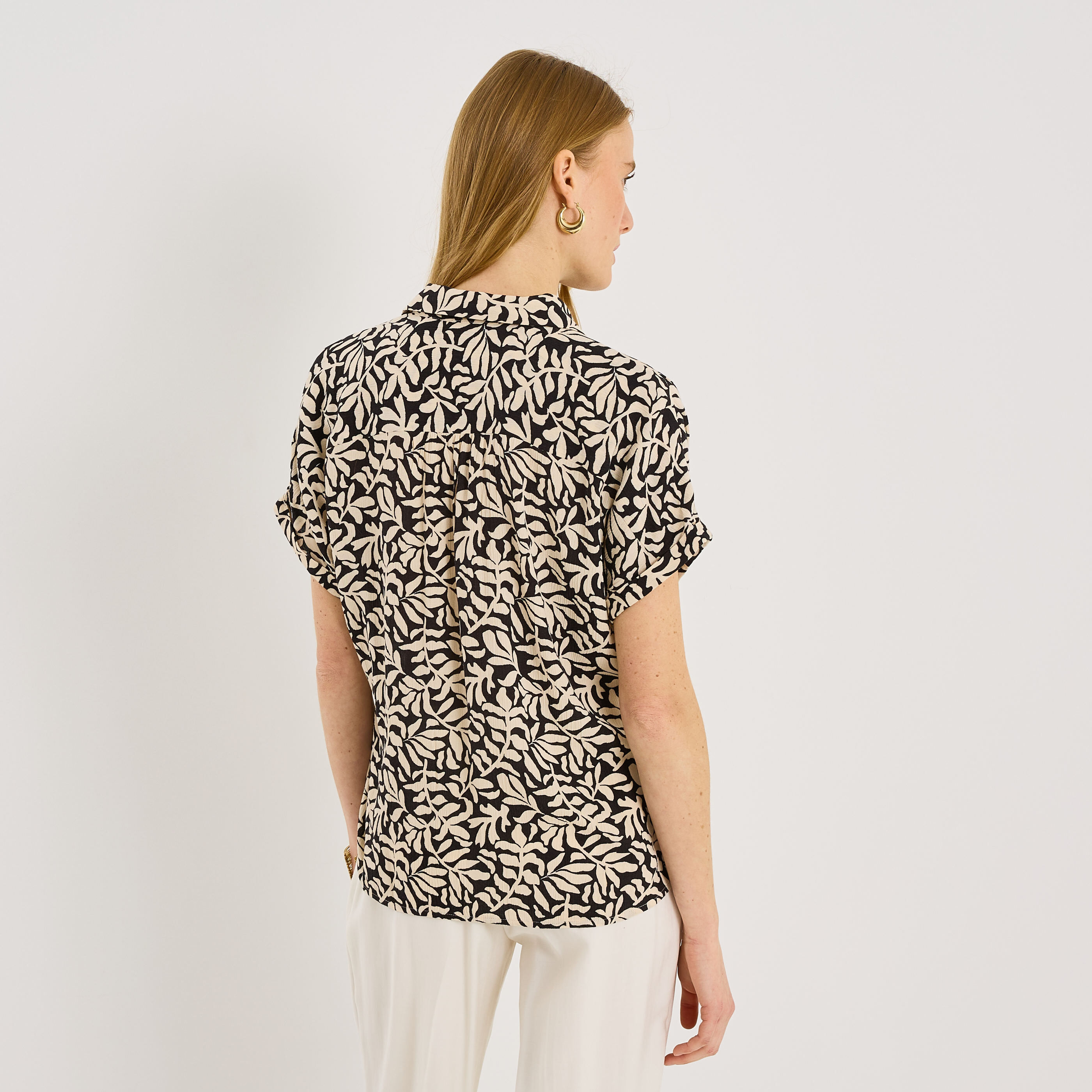 Chemise fluide imprim&eacute; bicolore femme