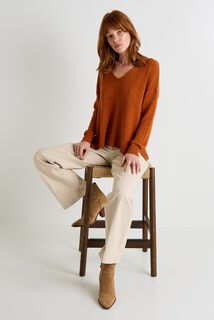 Pull col V femme