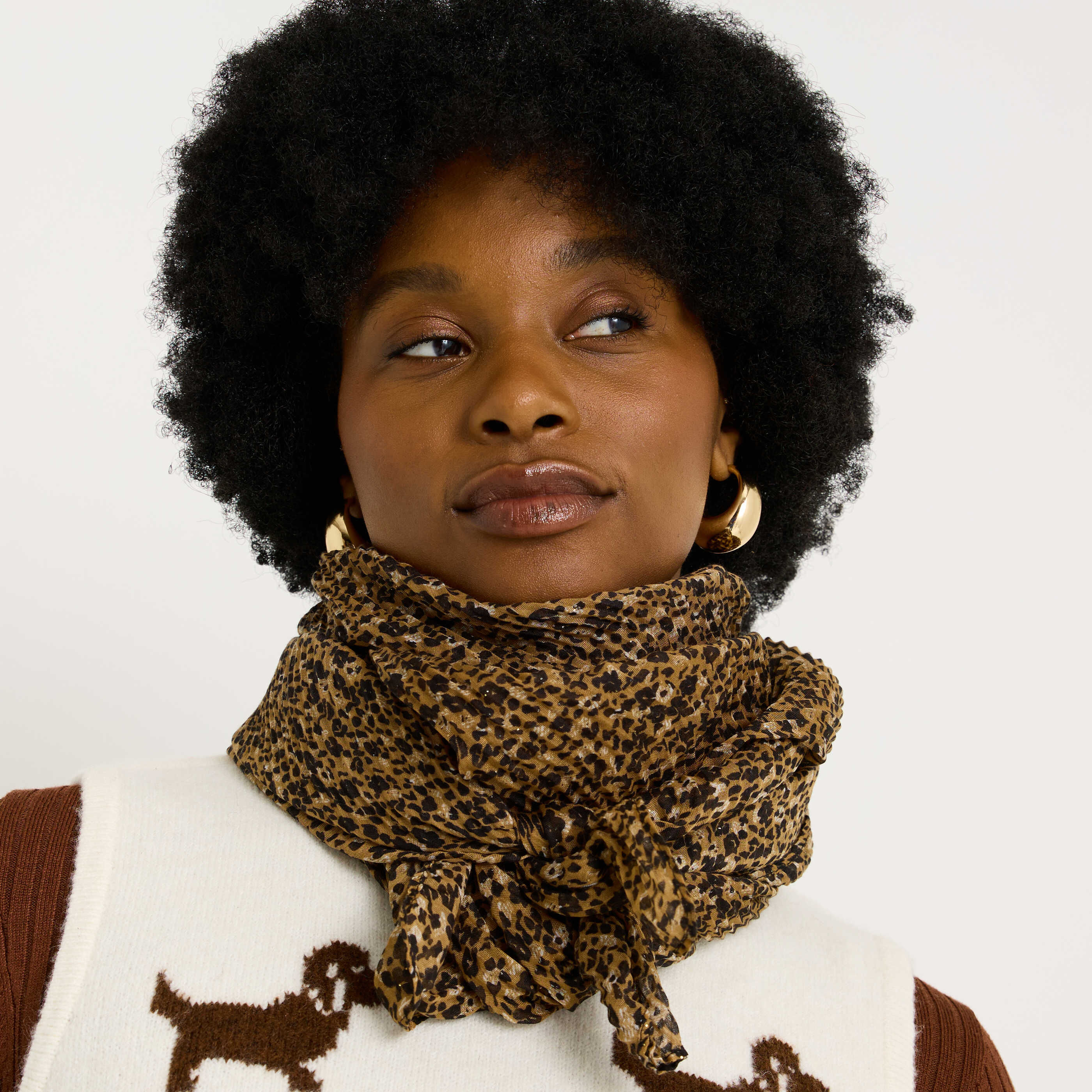 &Eacute;tole pliss&eacute;e motif l&eacute;opard femme