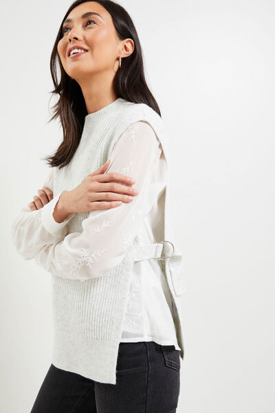 Pull sans manches ouverture femme