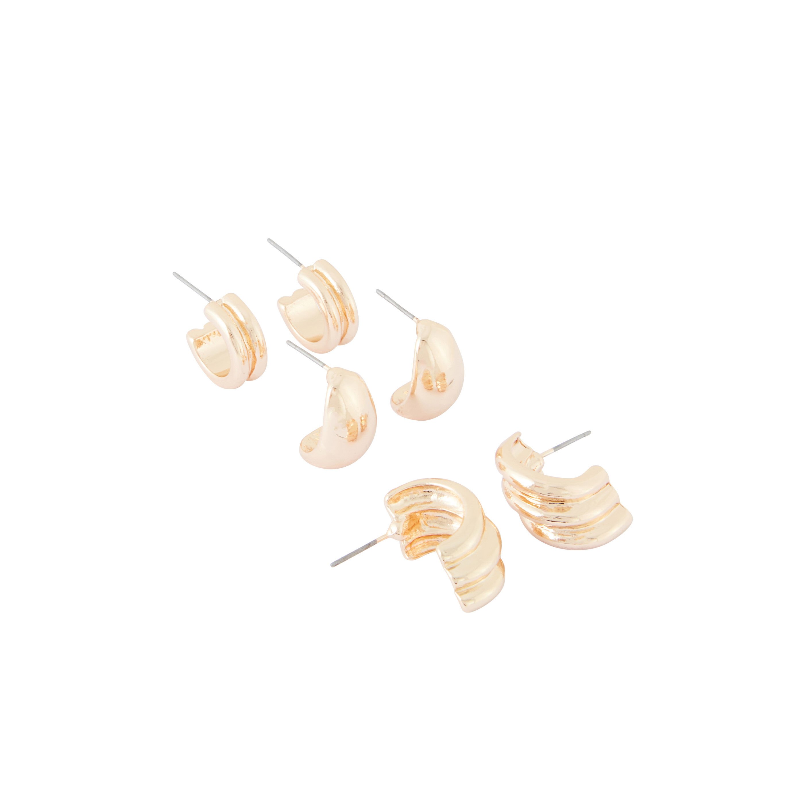 Set de 3 paires de cr&eacute;oles &eacute;paisses