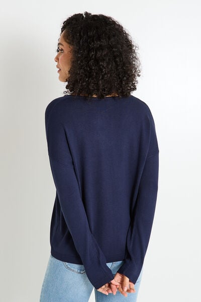 Pull col V manches longues femme
