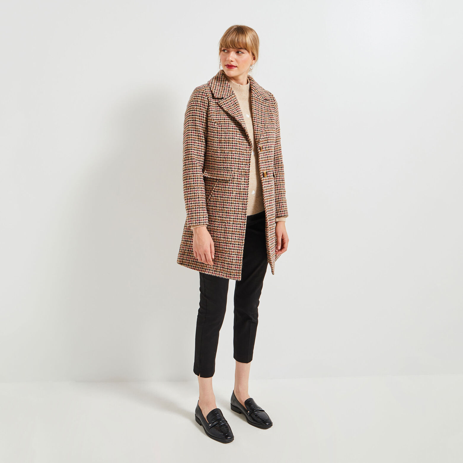 Manteau à carreaux femme