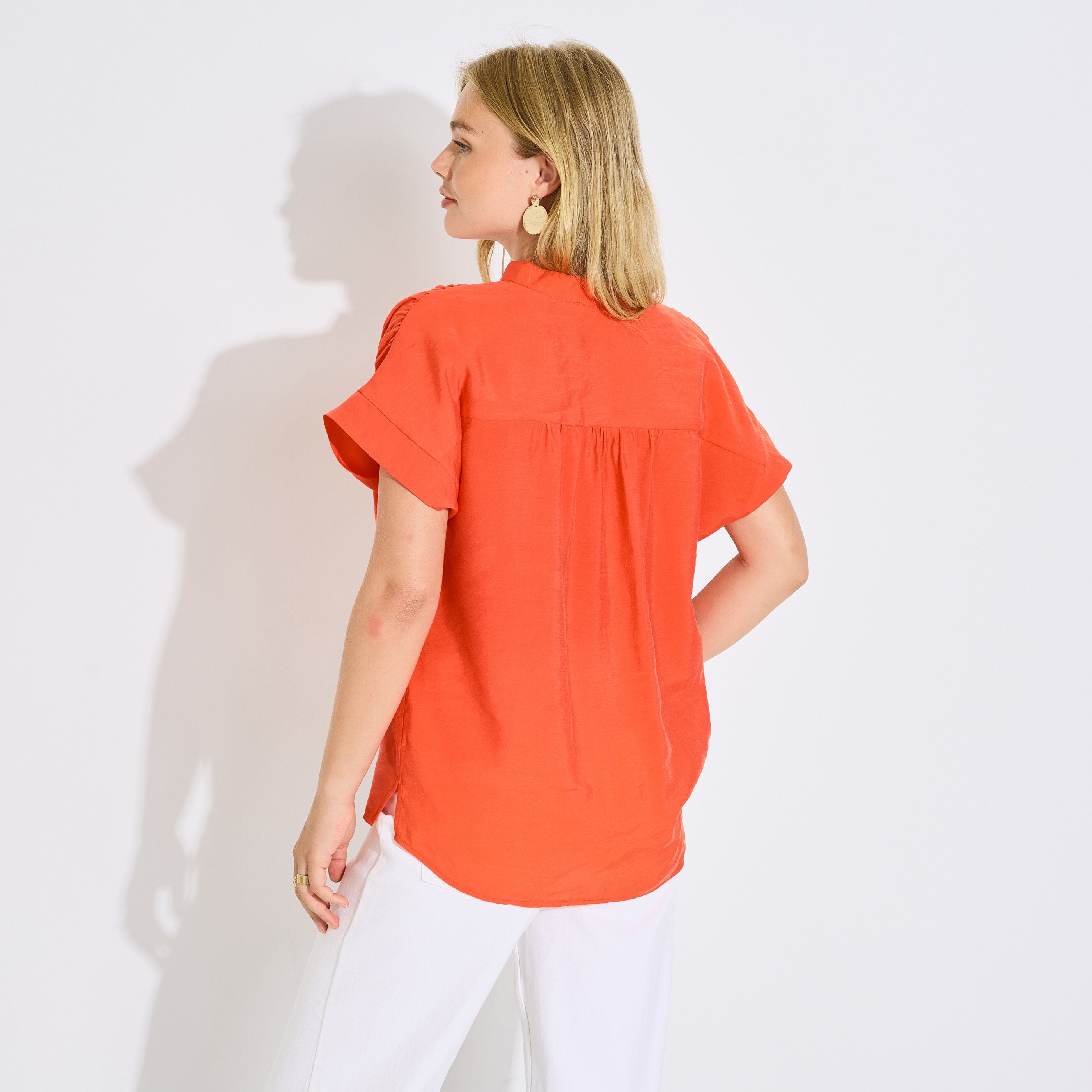 Blouse fluide col tunisien femme