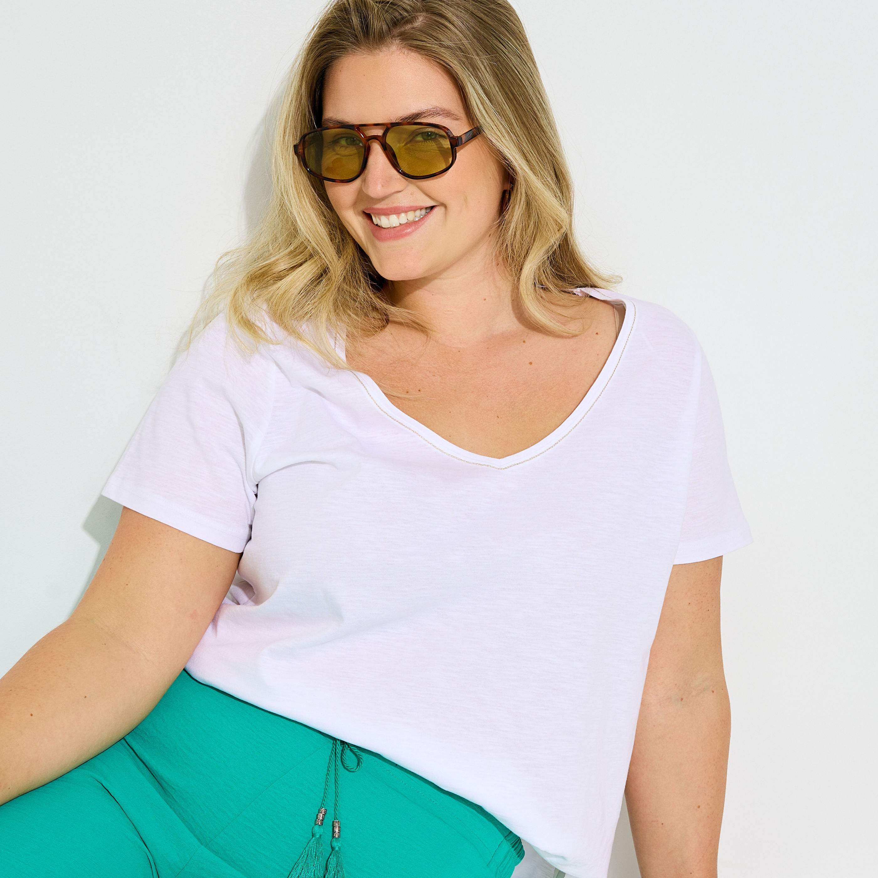 T-shirt col V femme