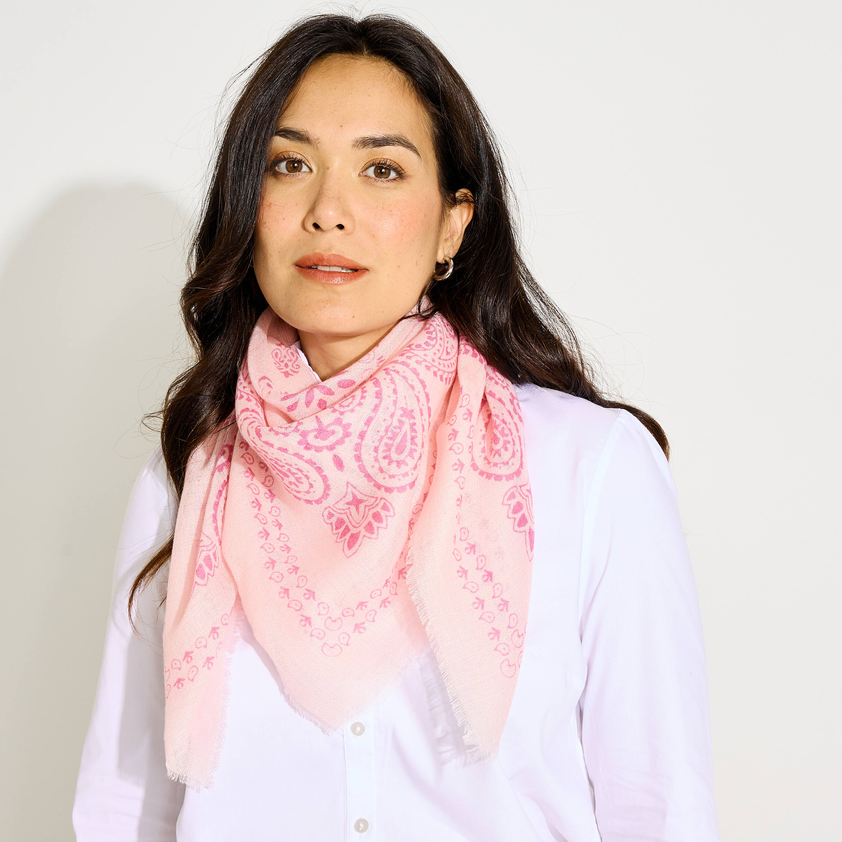 Foulard carr&eacute; bicolore esprit bandana