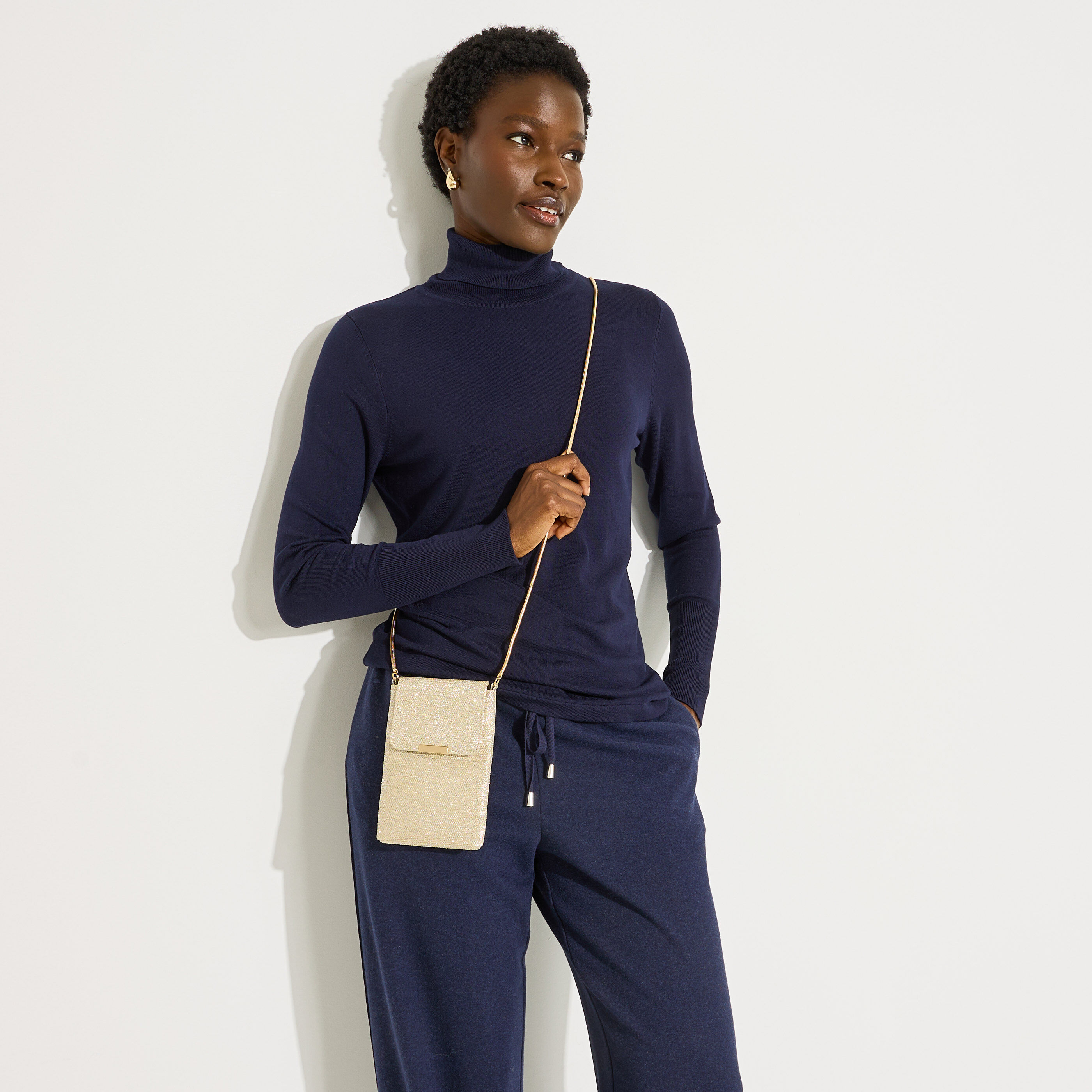 Pochette t&eacute;l&eacute;phone &agrave; paillettes femme